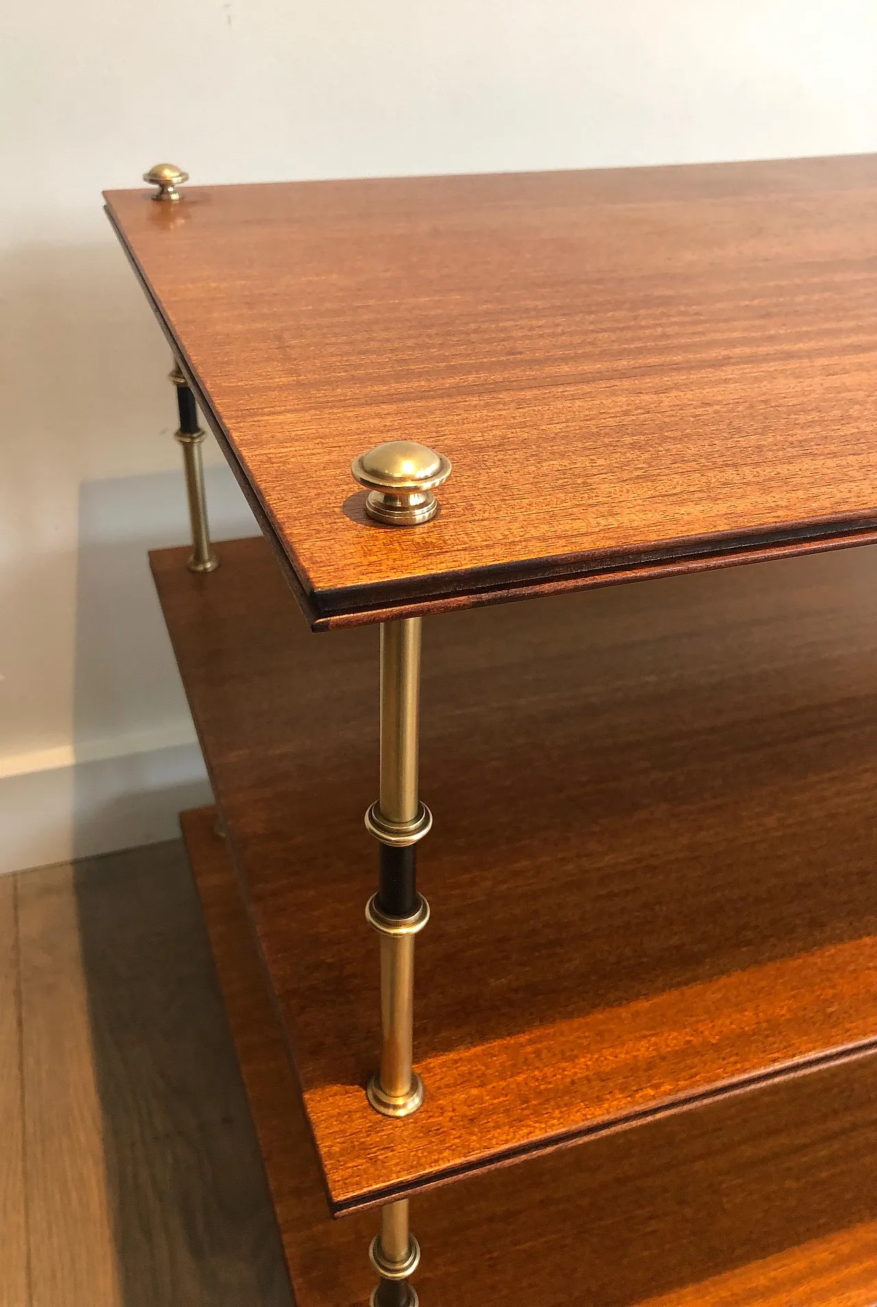 Pair of mahogany and brass consoles by Maison Jansen, 1940s 7