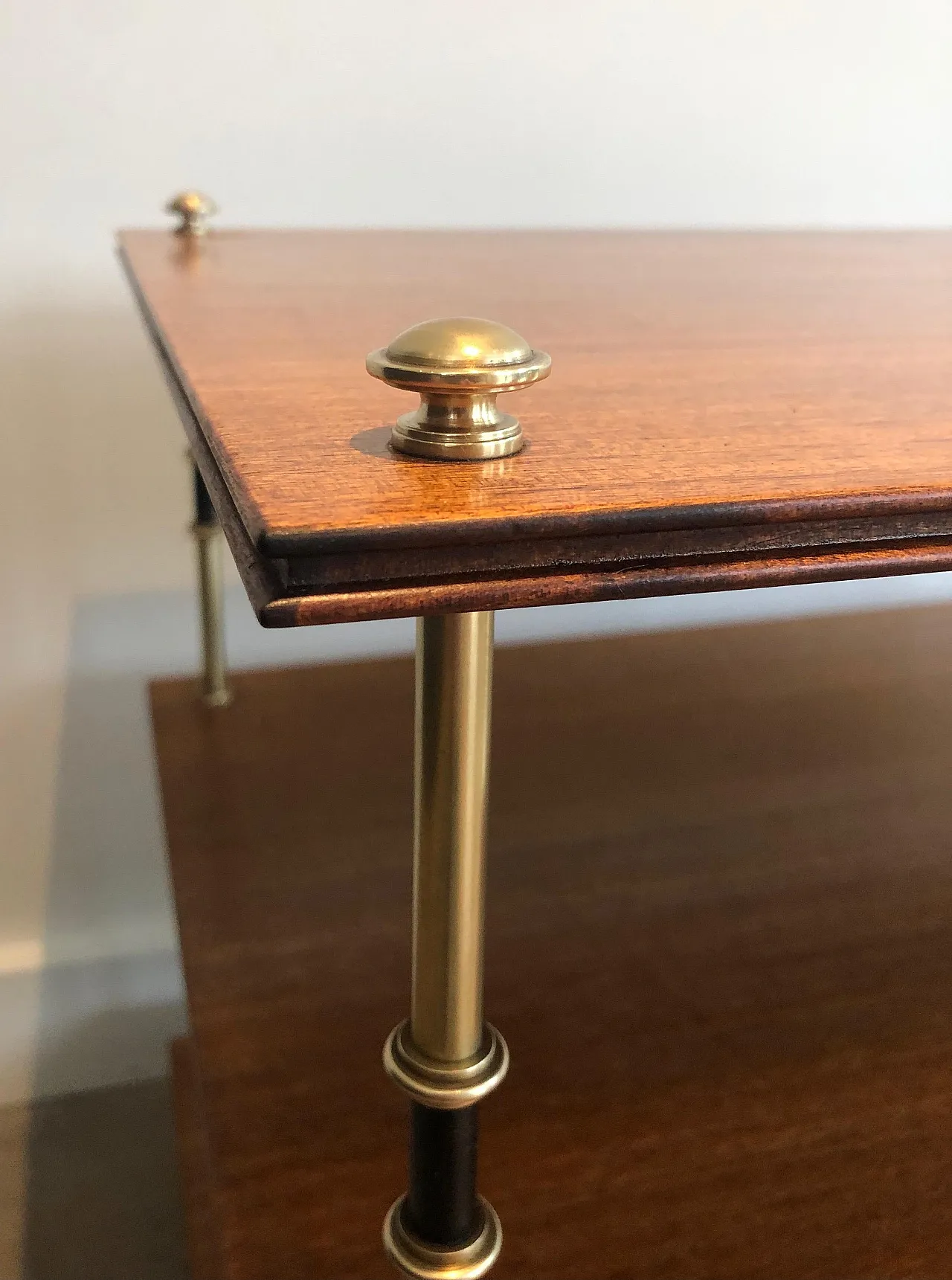 Pair of mahogany and brass consoles by Maison Jansen, 1940s 8