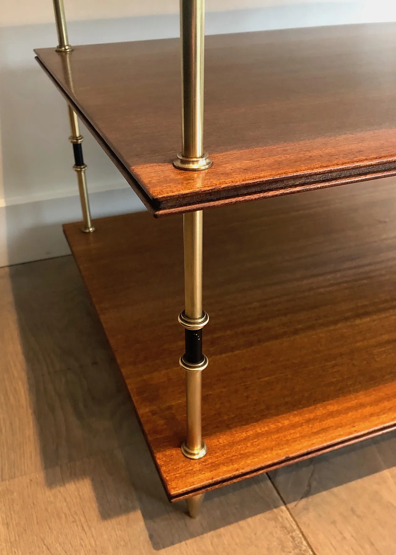 Pair of mahogany and brass consoles by Maison Jansen, 1940s 9