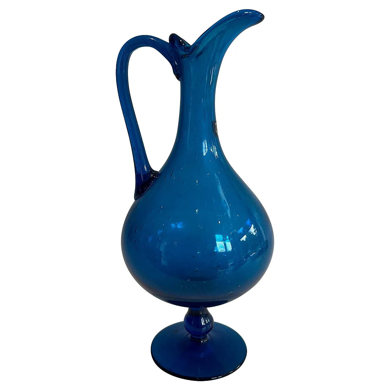 Bluish glass jug signed Stilnovo, 1970s 1