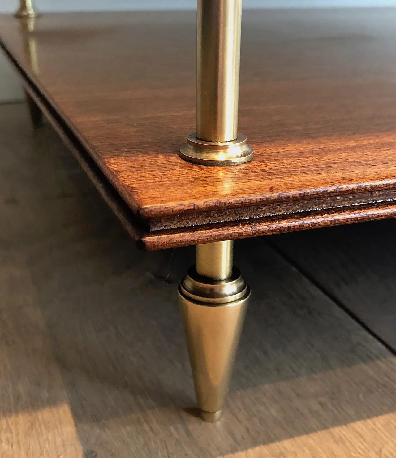 Pair of mahogany and brass consoles by Maison Jansen, 1940s 11