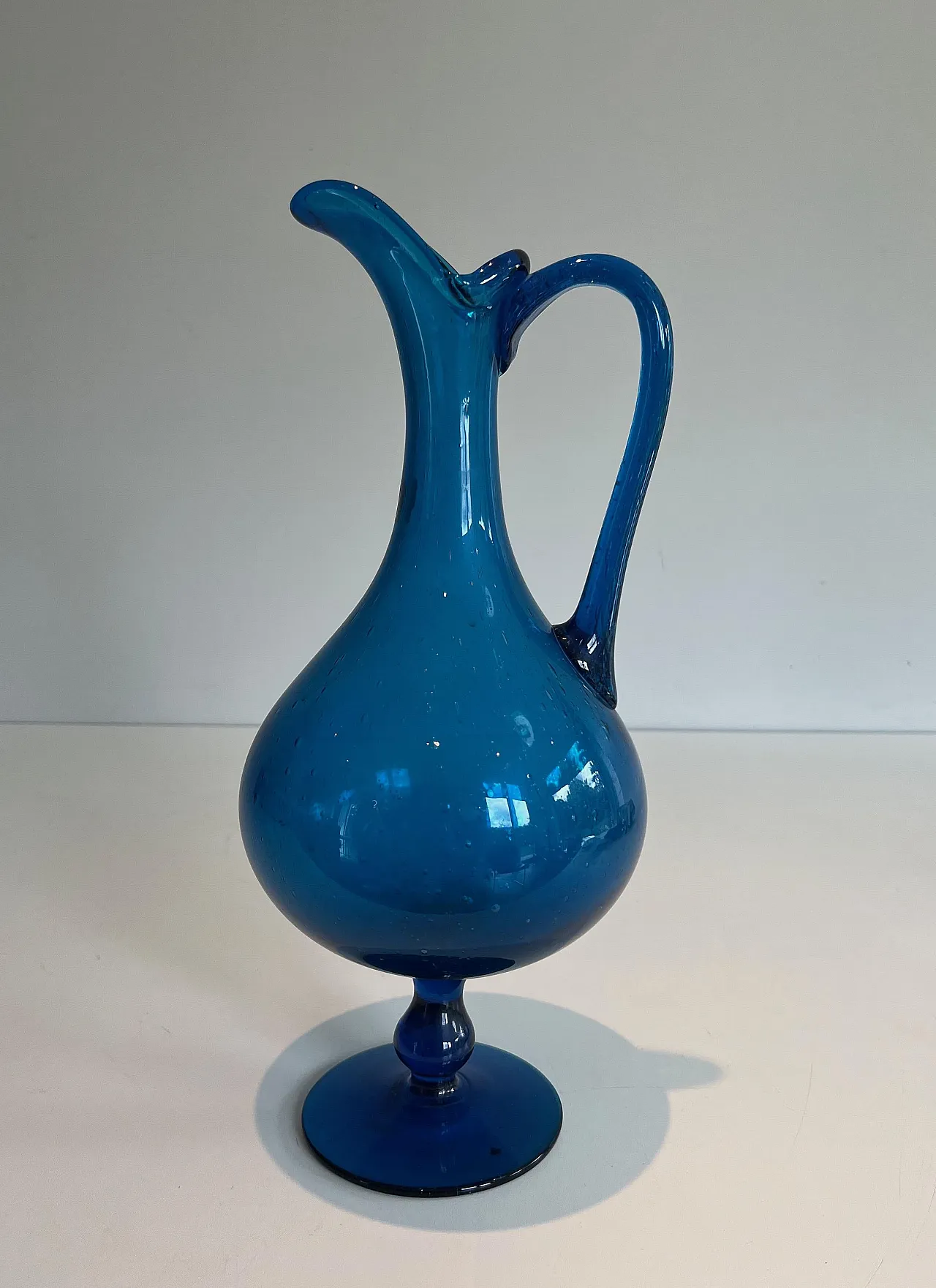 Bluish glass jug signed Stilnovo, 1970s 2