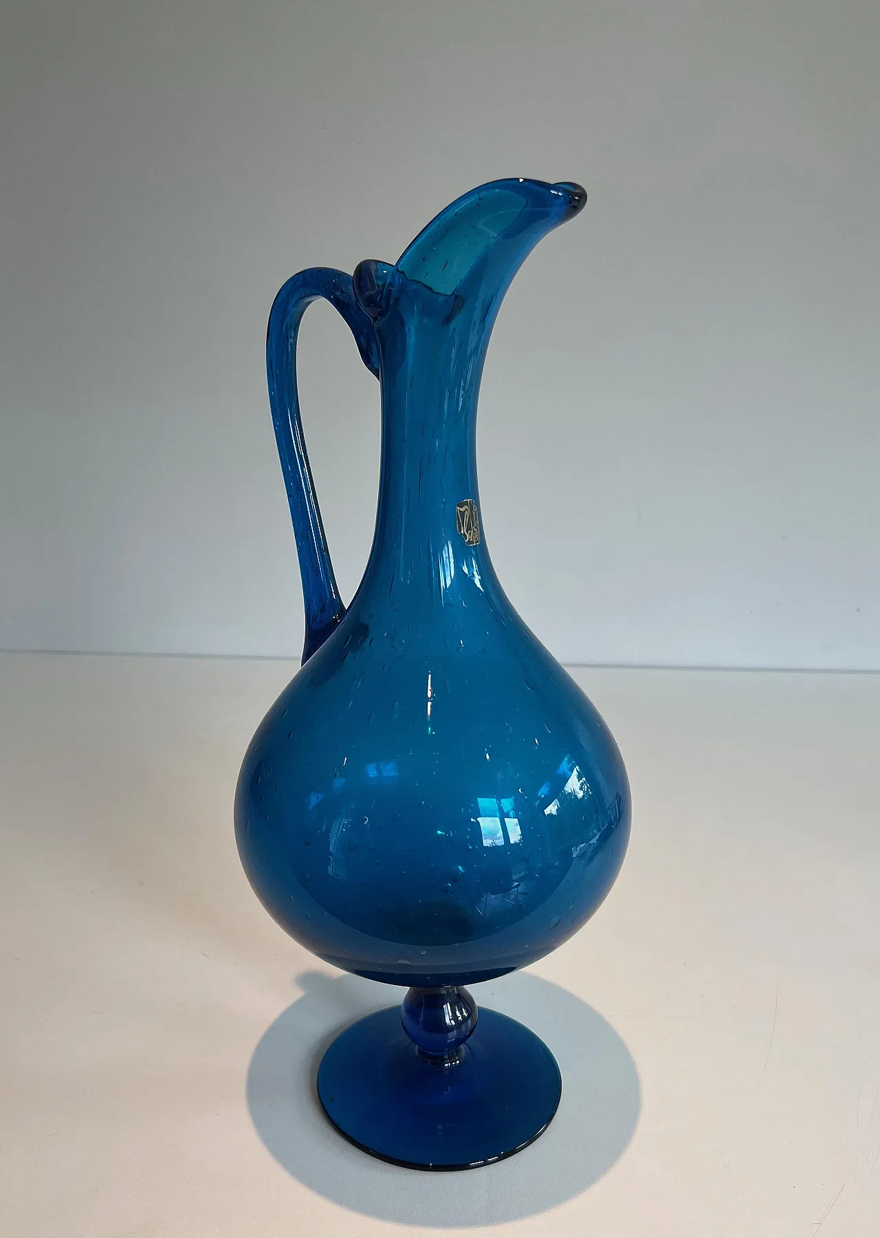 Bluish glass jug signed Stilnovo, 1970s 3