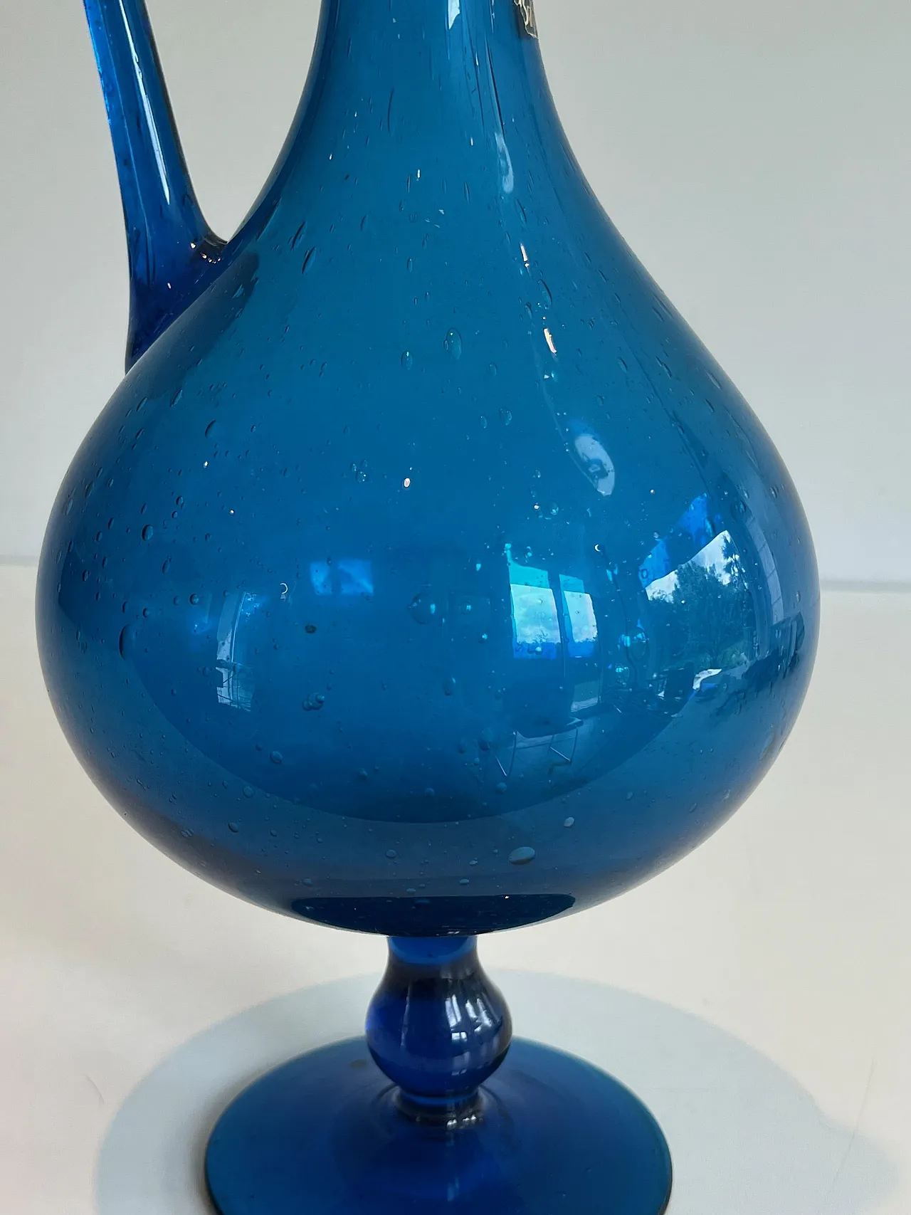 Bluish glass jug signed Stilnovo, 1970s 4