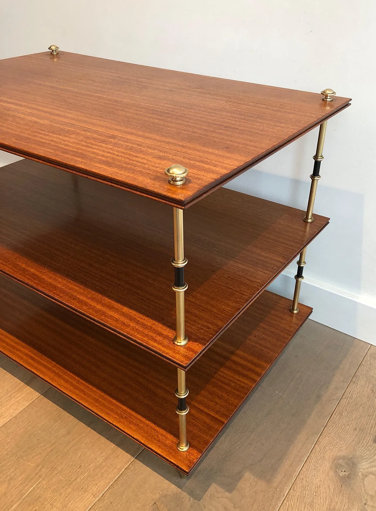 Pair of mahogany and brass consoles by Maison Jansen, 1940s 14