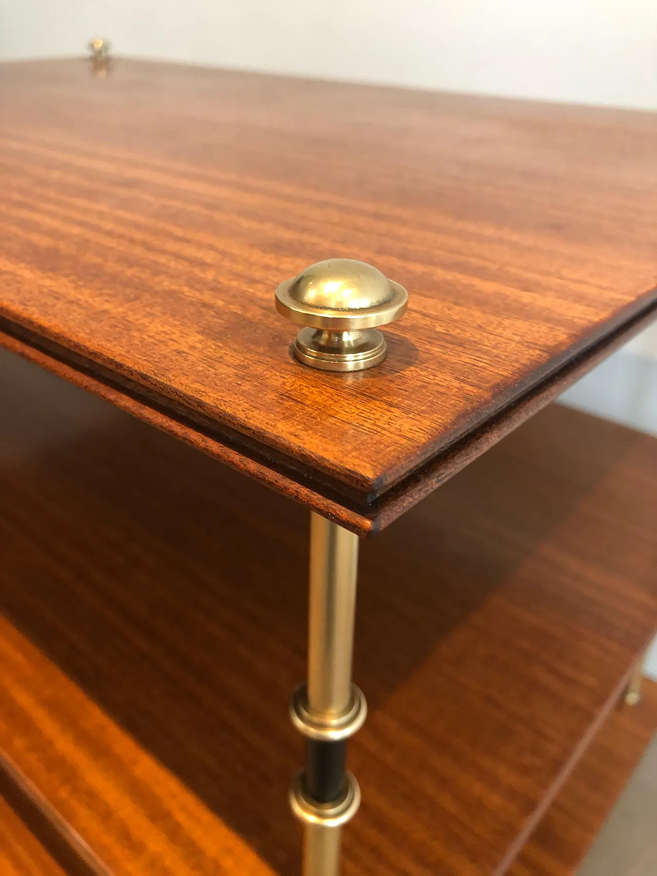 Pair of mahogany and brass consoles by Maison Jansen, 1940s 15