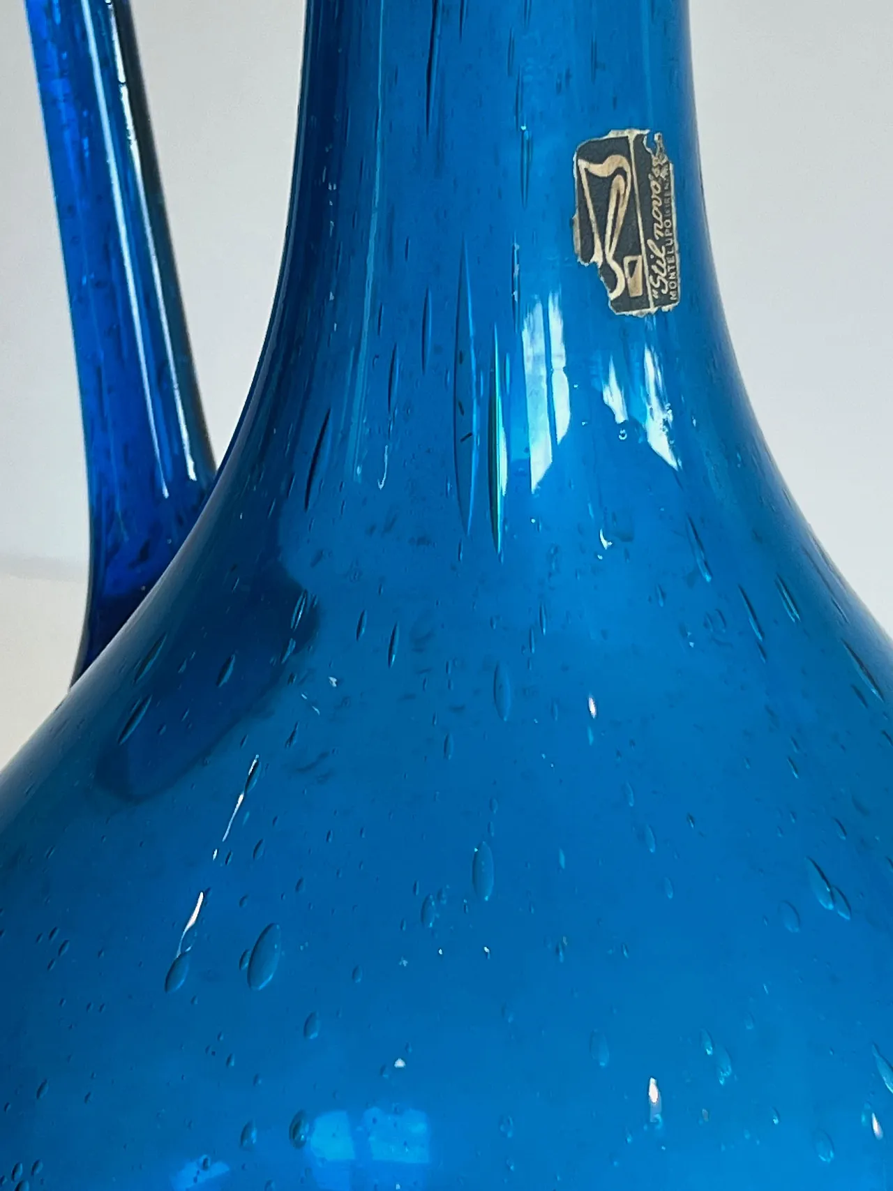 Bluish glass jug signed Stilnovo, 1970s 6