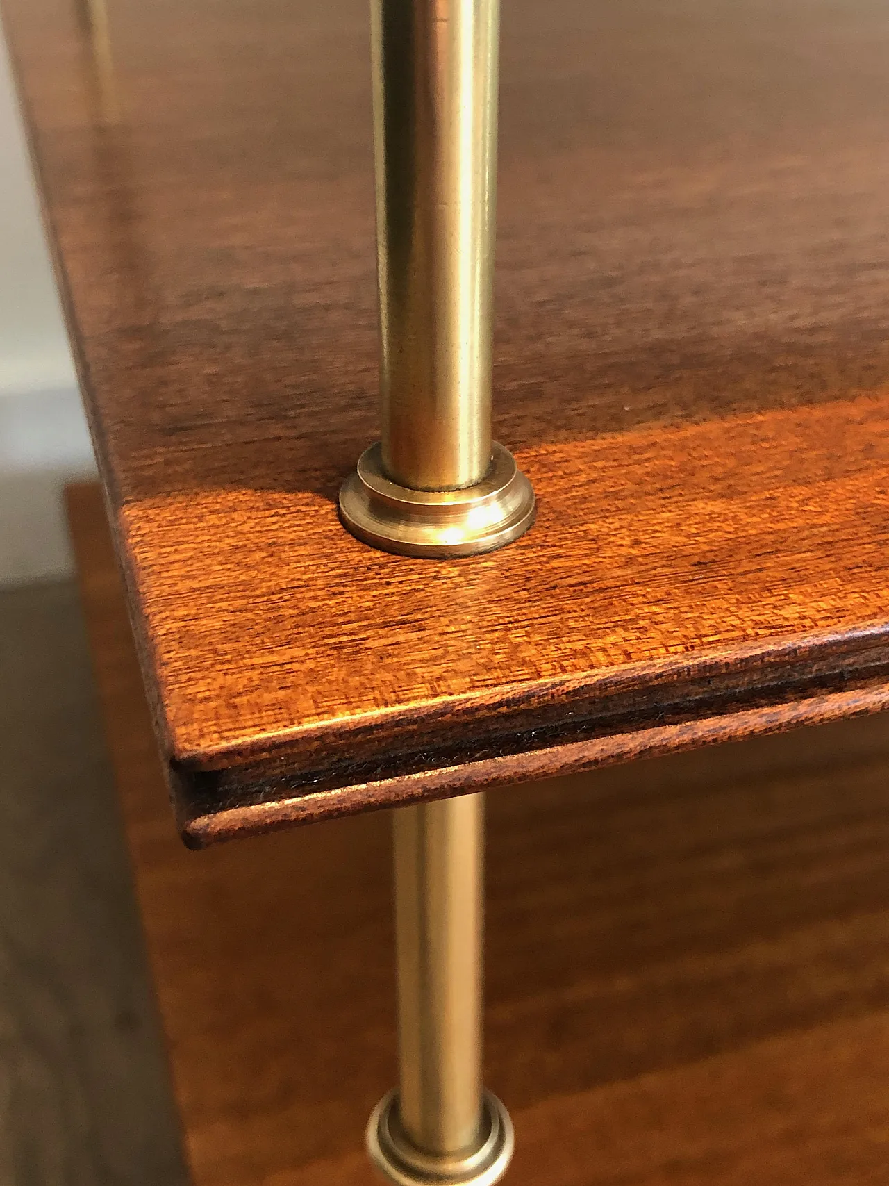 Pair of mahogany and brass consoles by Maison Jansen, 1940s 16