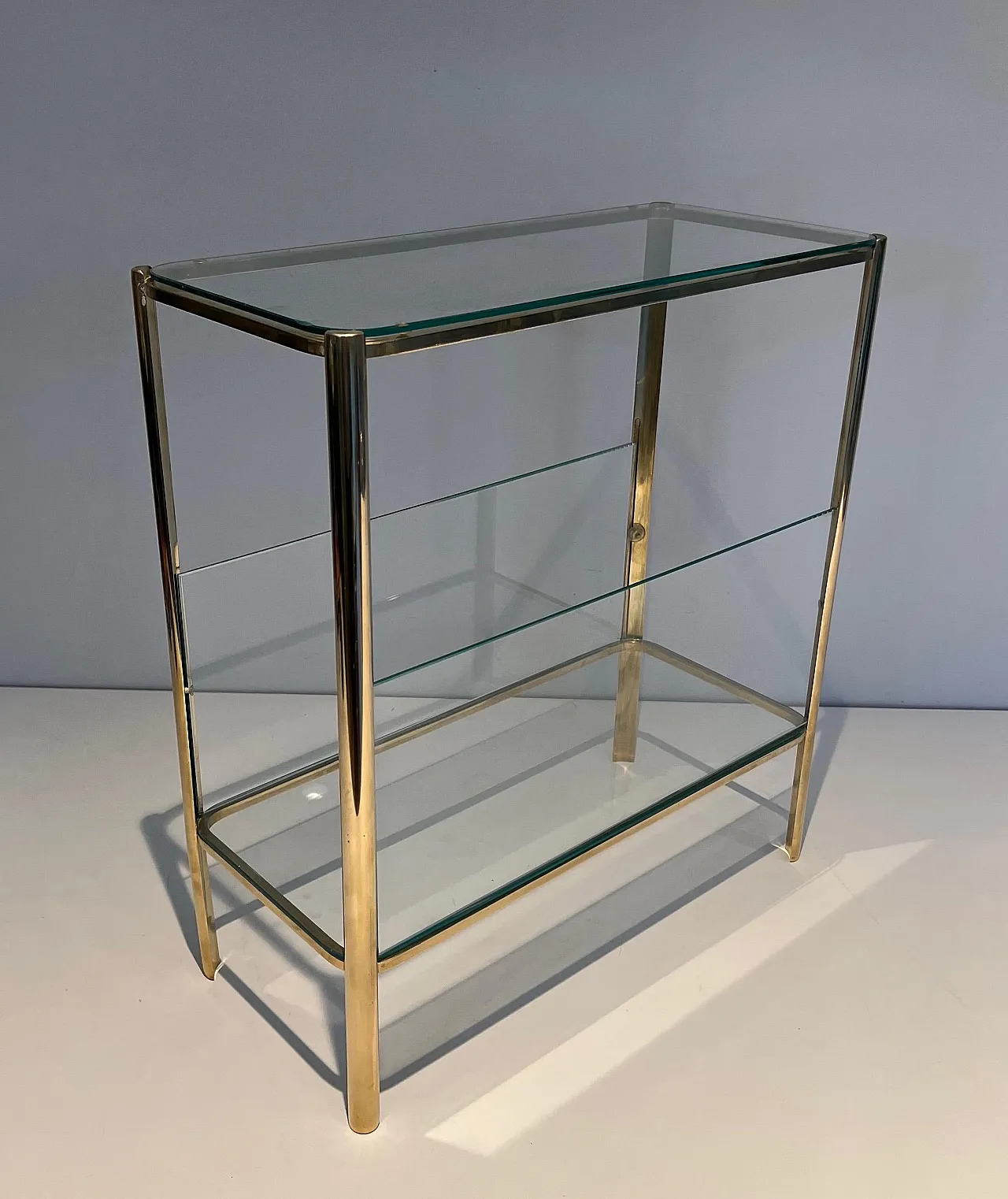 Bronze and glass magazine rack by J T Lepelletier for Broncz, 1970s 2