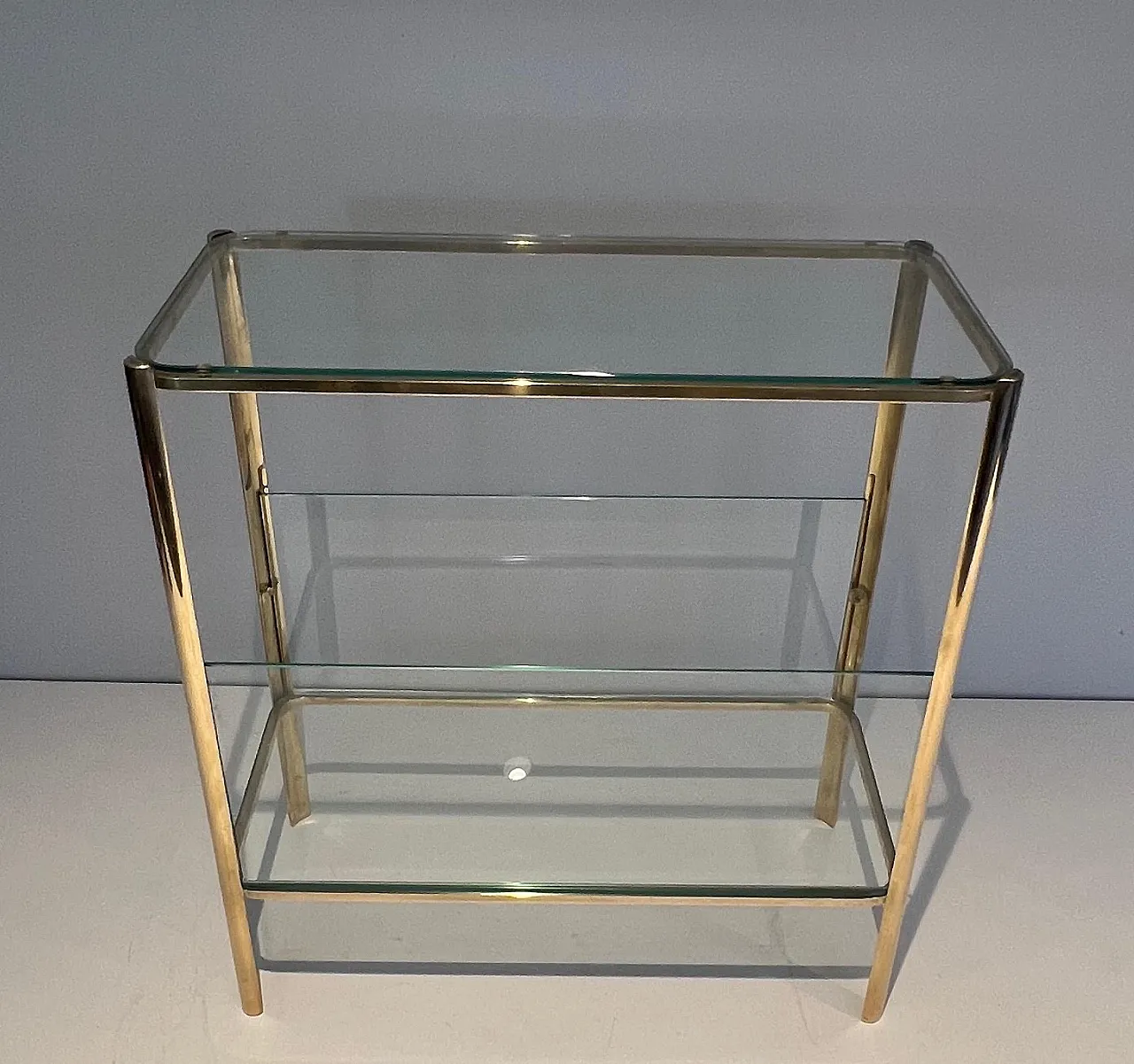 Bronze and glass magazine rack by J T Lepelletier for Broncz, 1970s 3