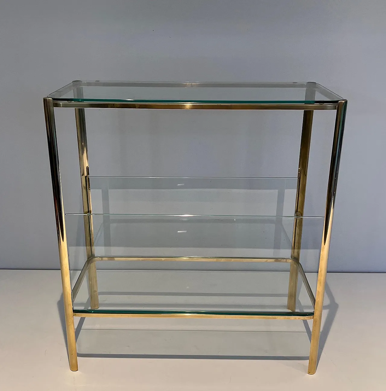 Bronze and glass magazine rack by J T Lepelletier for Broncz, 1970s 4