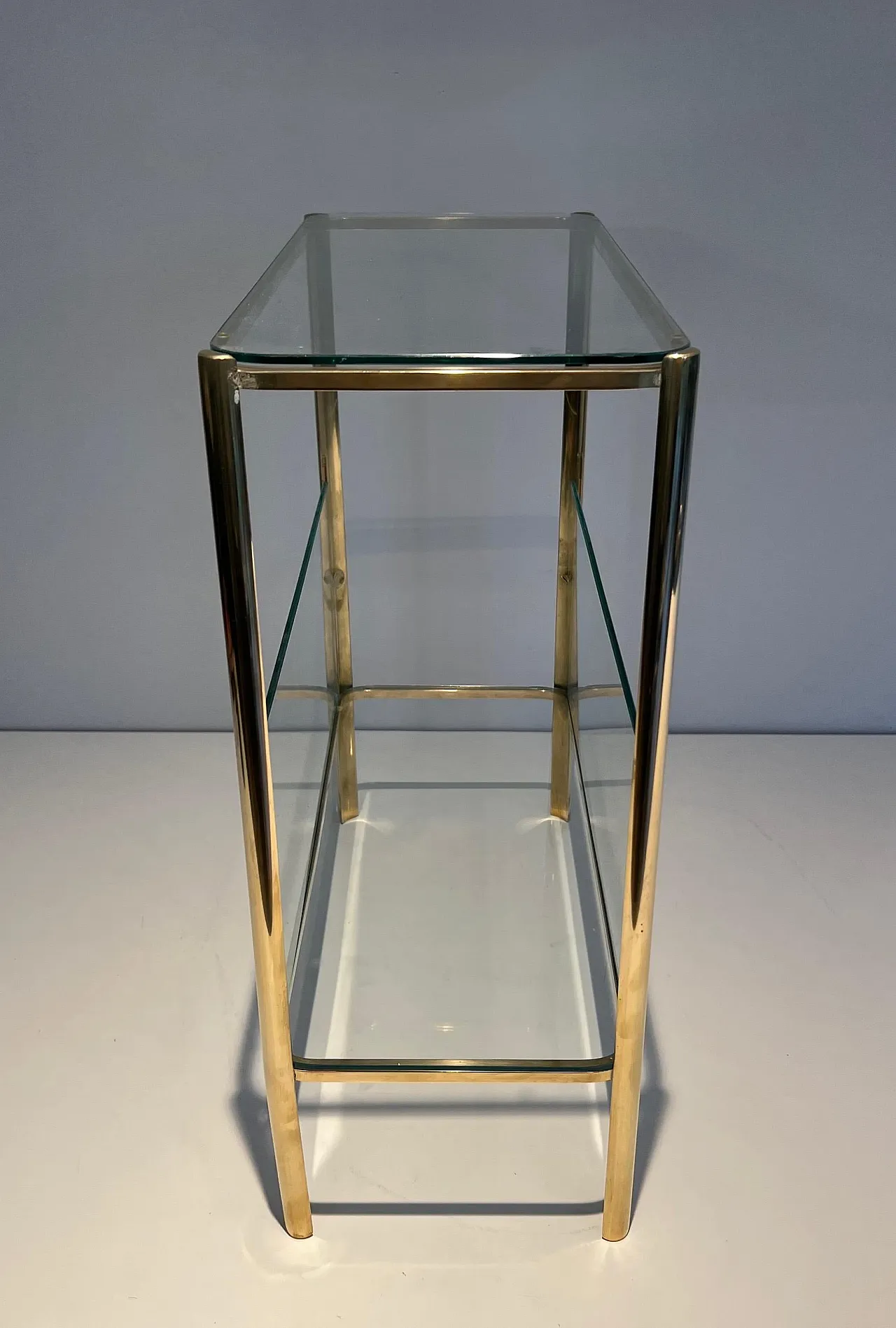 Bronze and glass magazine rack by J T Lepelletier for Broncz, 1970s 5