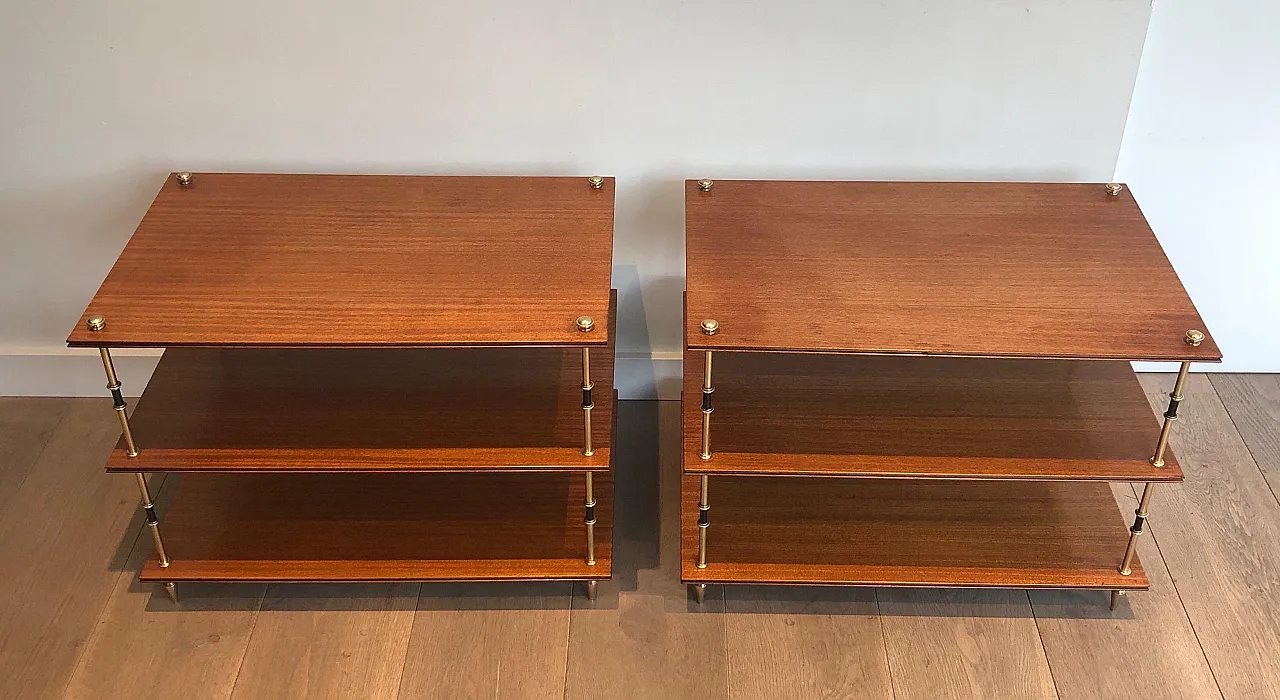 Pair of mahogany and brass consoles by Maison Jansen, 1940s 19