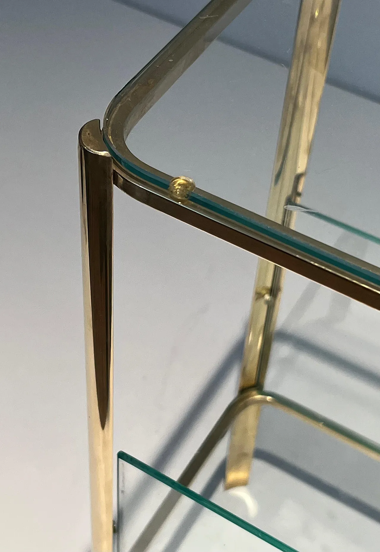 Bronze and glass magazine rack by J T Lepelletier for Broncz, 1970s 6