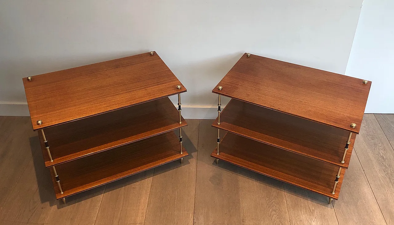 Pair of mahogany and brass consoles by Maison Jansen, 1940s 20