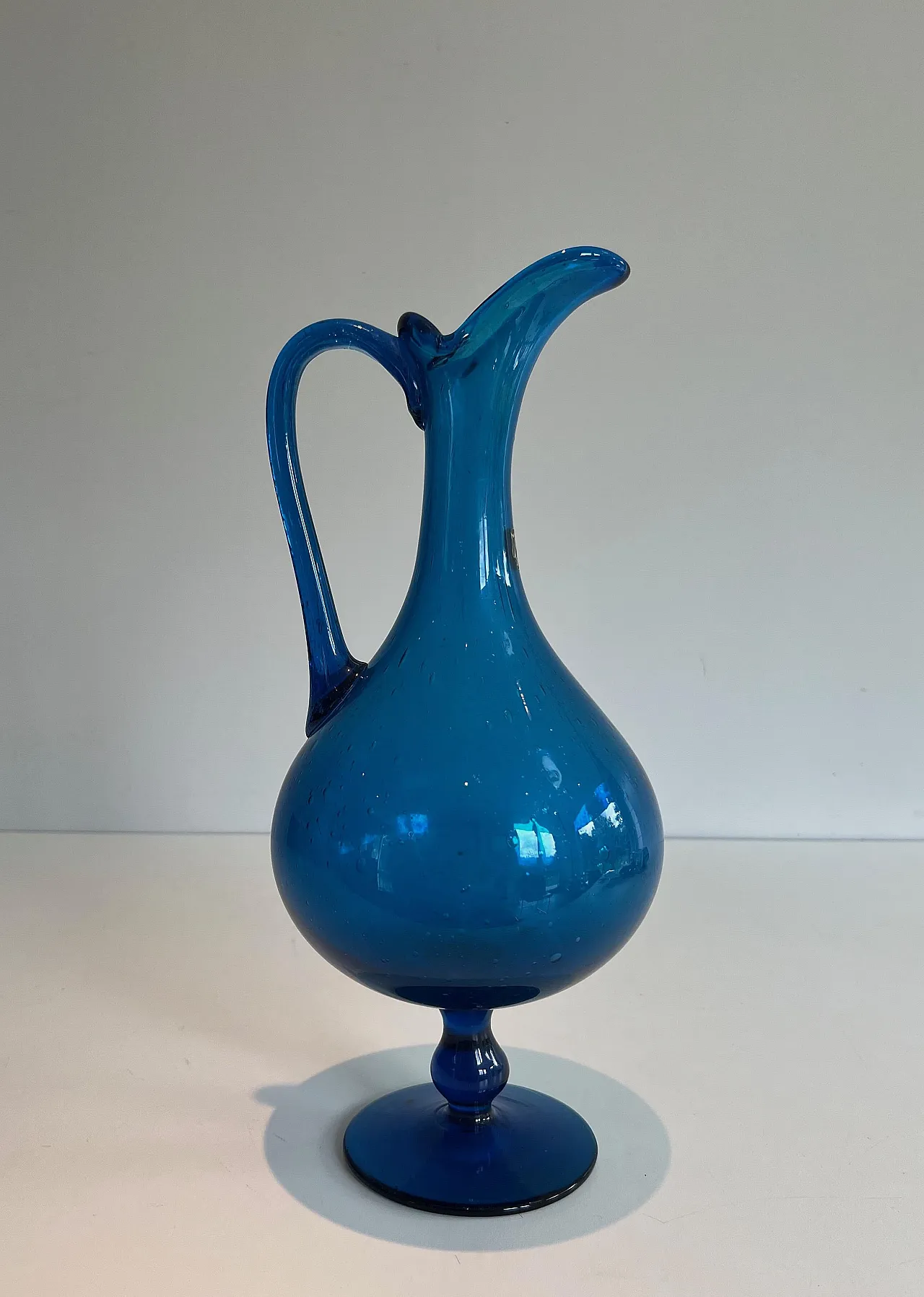 Bluish glass jug signed Stilnovo, 1970s 12