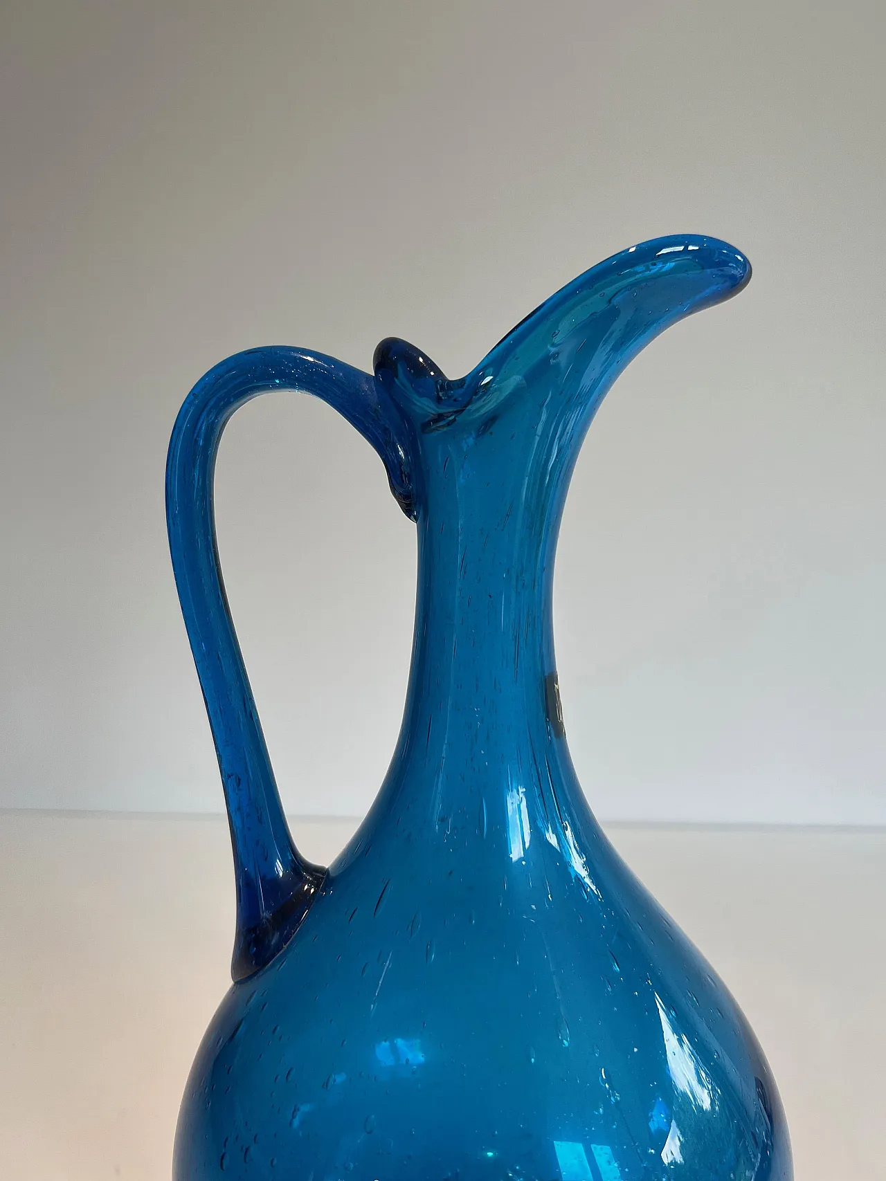 Bluish glass jug signed Stilnovo, 1970s 15