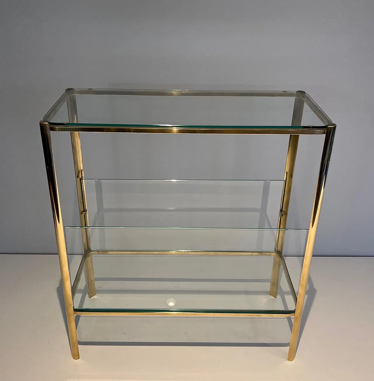 Bronze and glass magazine rack by J T Lepelletier for Broncz, 1970s 12