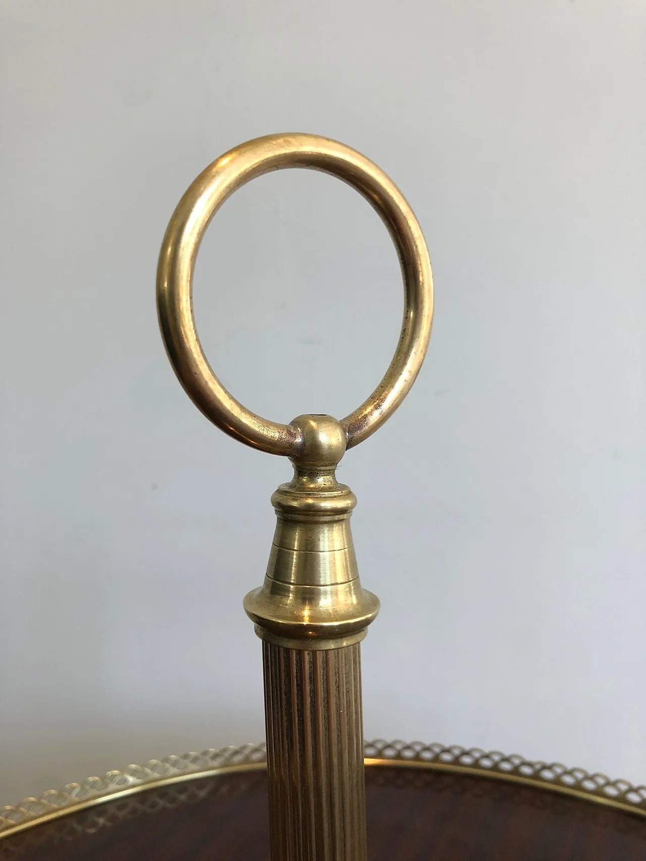 Mahogany and brass round beverage cart, 1940s 4