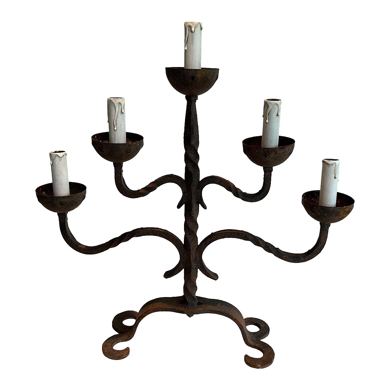 5 Lights wrought iron candlestick, 1950s 1