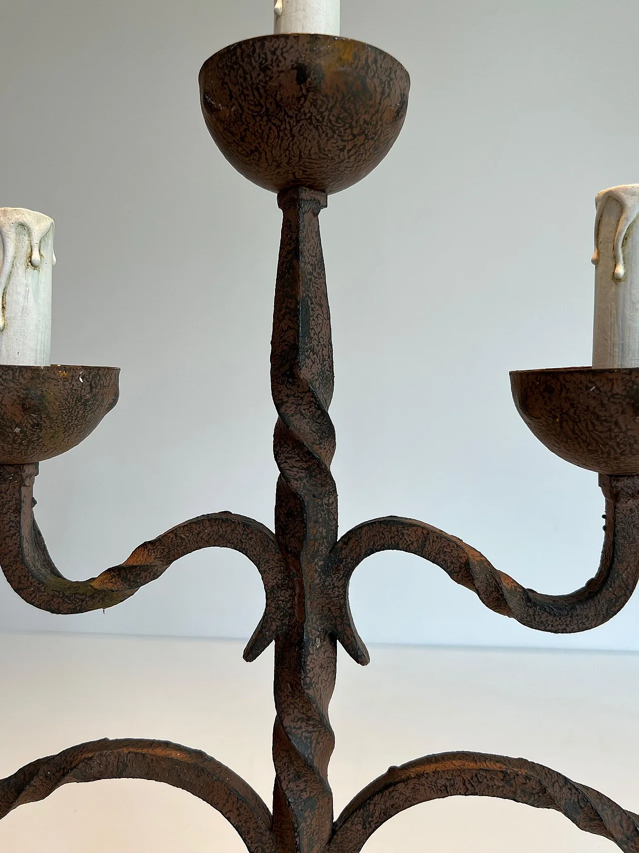 5 Lights wrought iron candlestick, 1950s 6