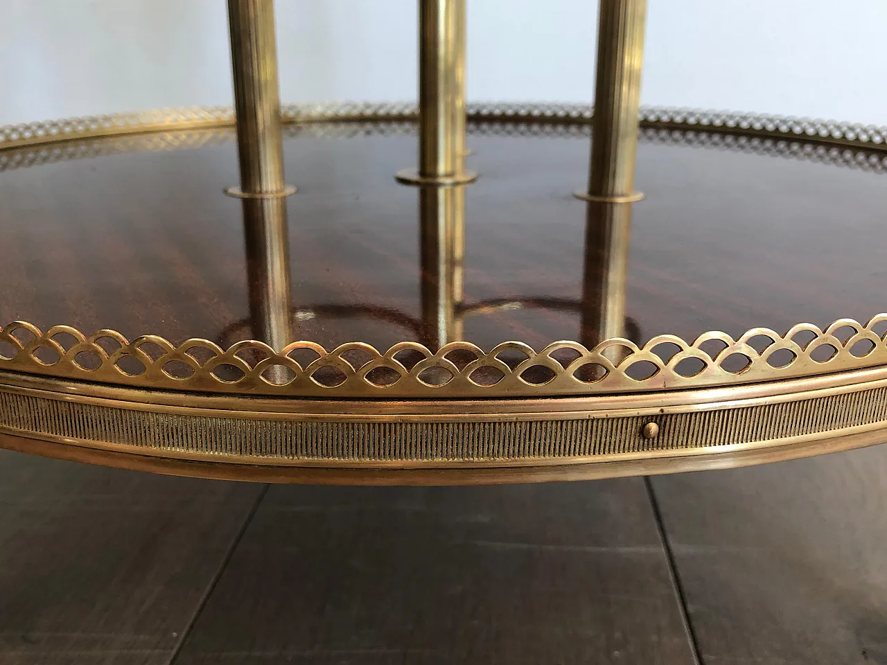 Mahogany and brass round beverage cart, 1940s 11