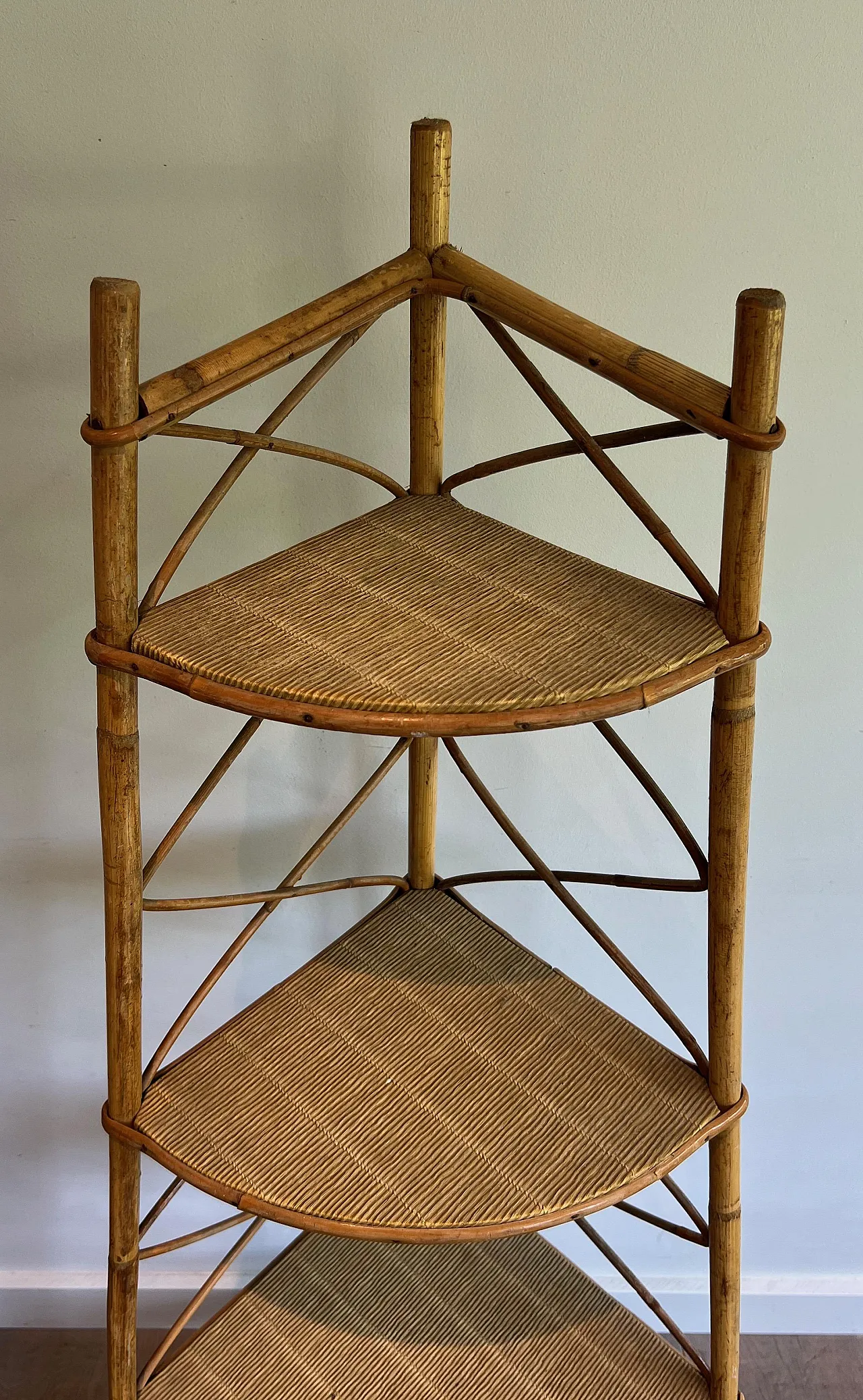 Rattan corner shelves by Adrien Audoux and Frida Minet, 1950s 4