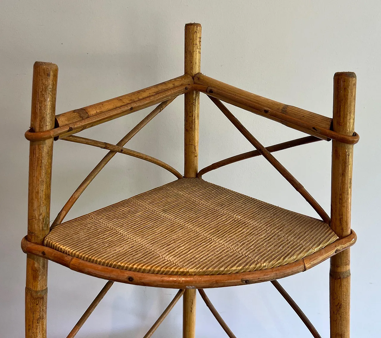 Rattan corner shelves by Adrien Audoux and Frida Minet, 1950s 5