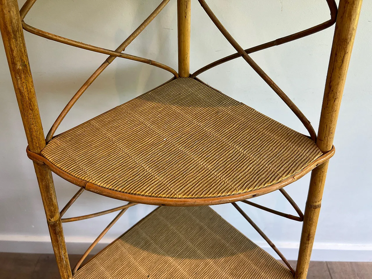 Rattan corner shelves by Adrien Audoux and Frida Minet, 1950s 7