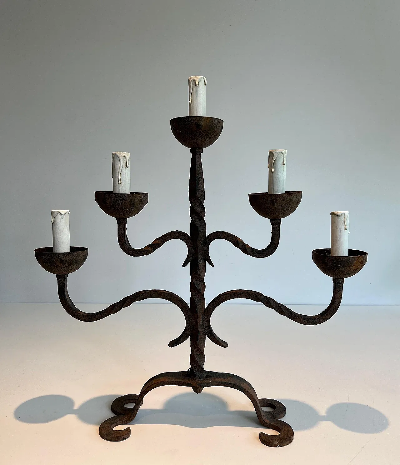 5 Lights wrought iron candlestick, 1950s 12