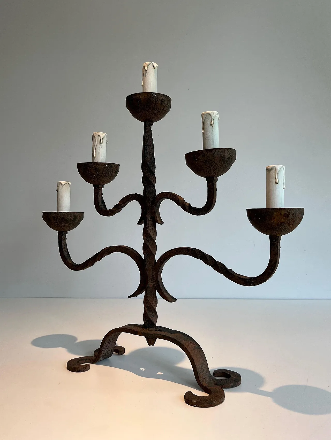 5 Lights wrought iron candlestick, 1950s 13