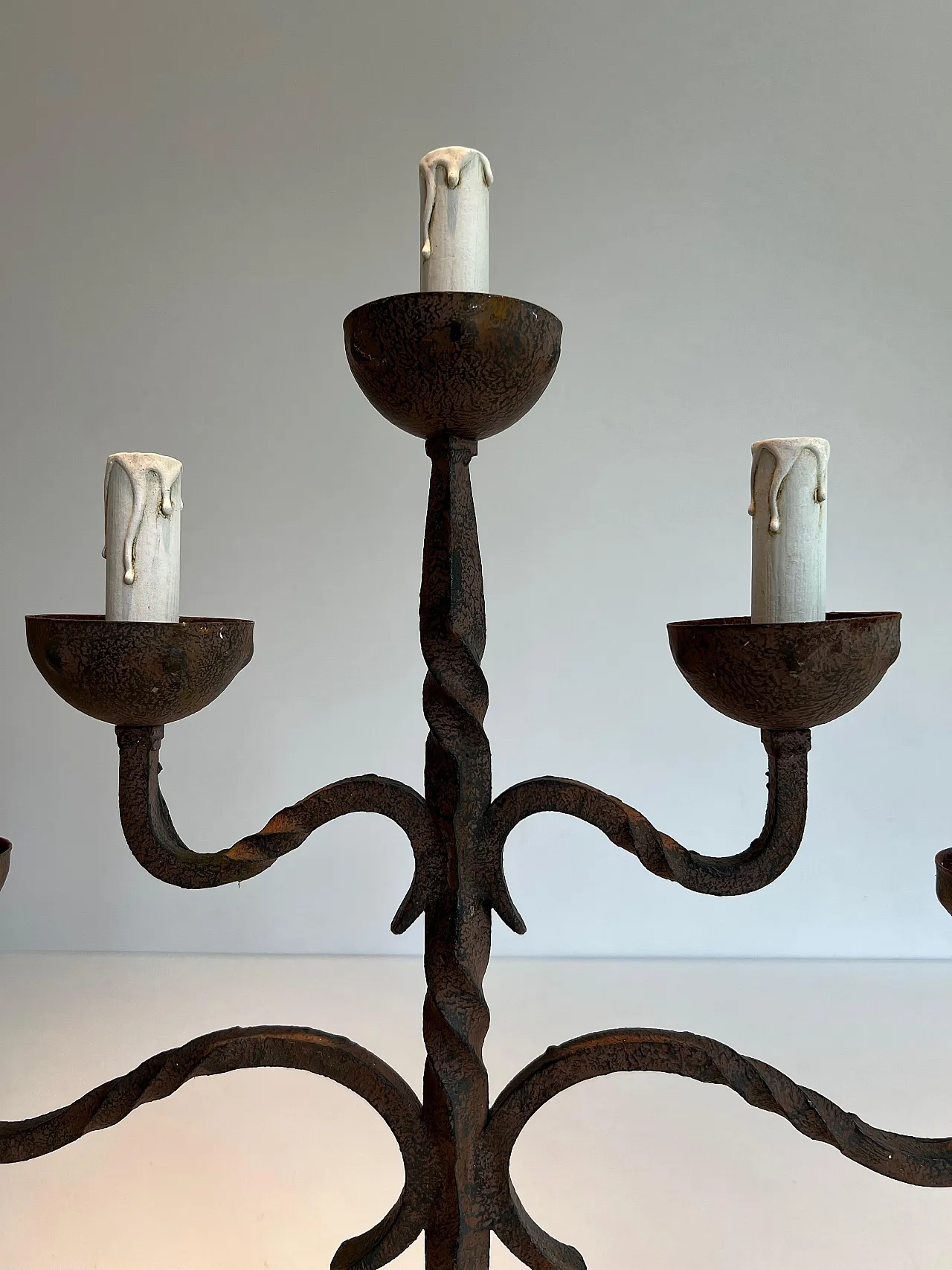 5 Lights wrought iron candlestick, 1950s 14