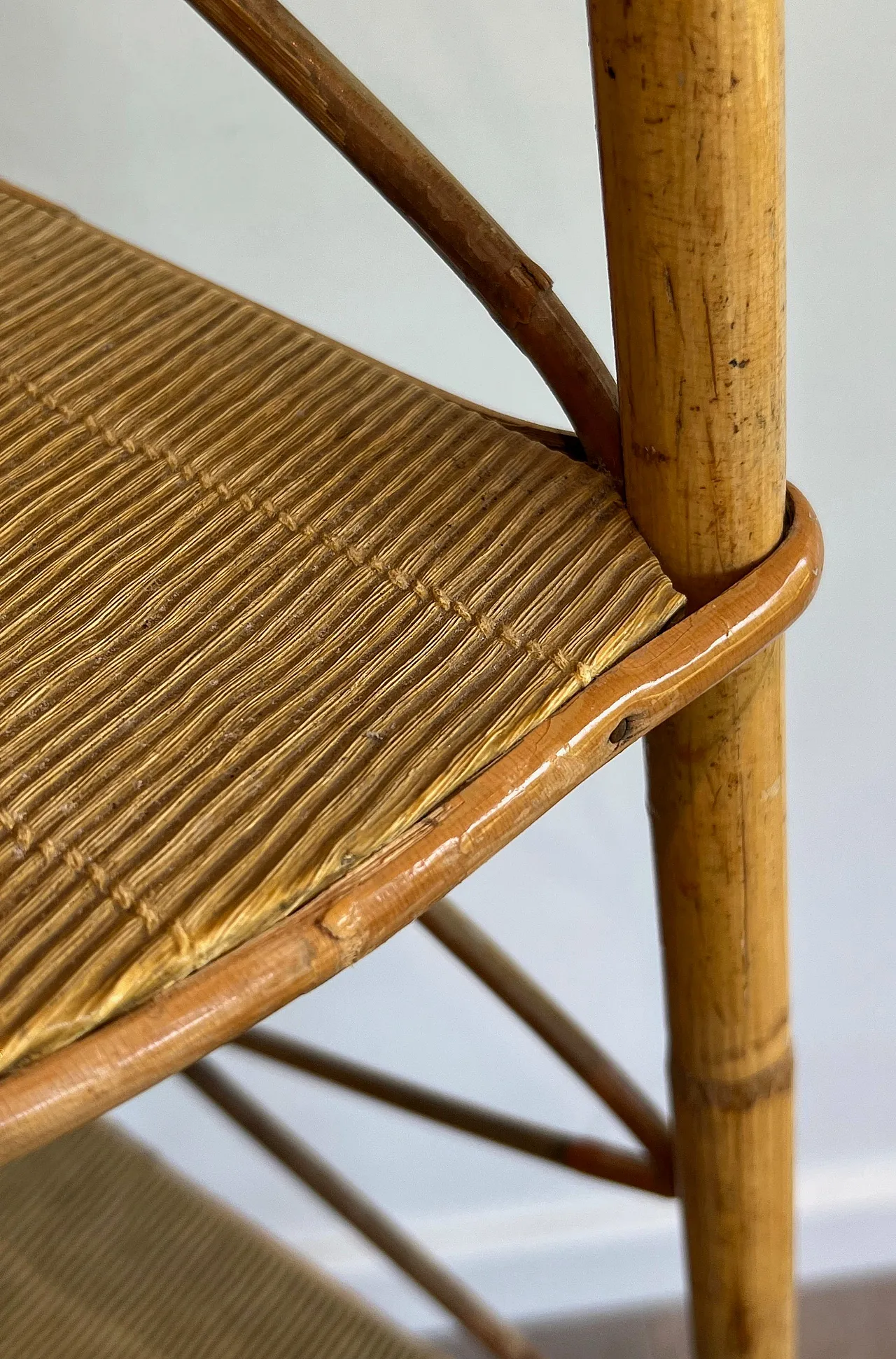 Rattan corner shelves by Adrien Audoux and Frida Minet, 1950s 9