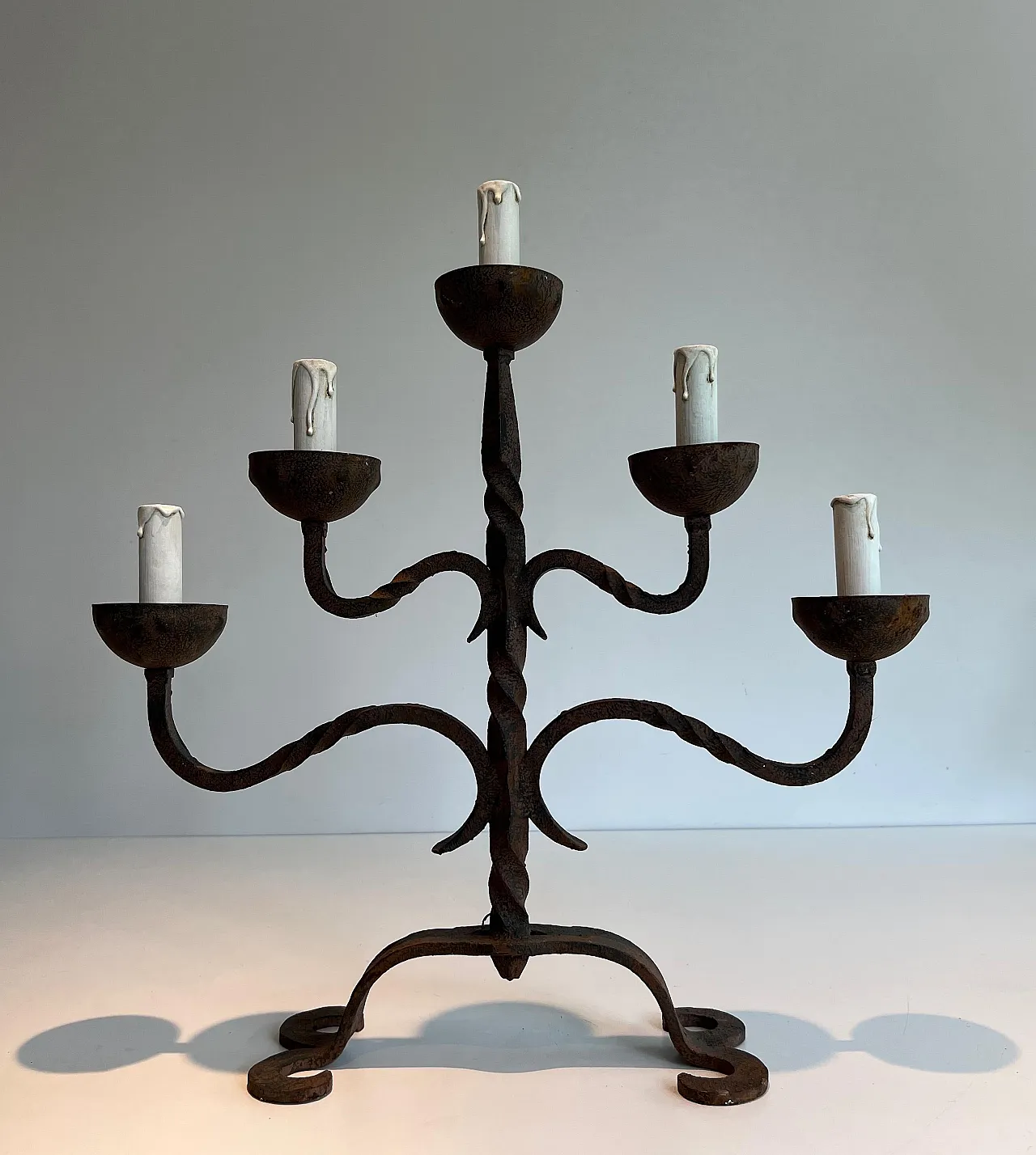 5 Lights wrought iron candlestick, 1950s 15