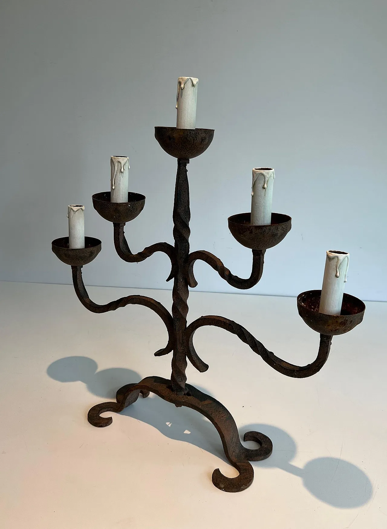 5 Lights wrought iron candlestick, 1950s 16