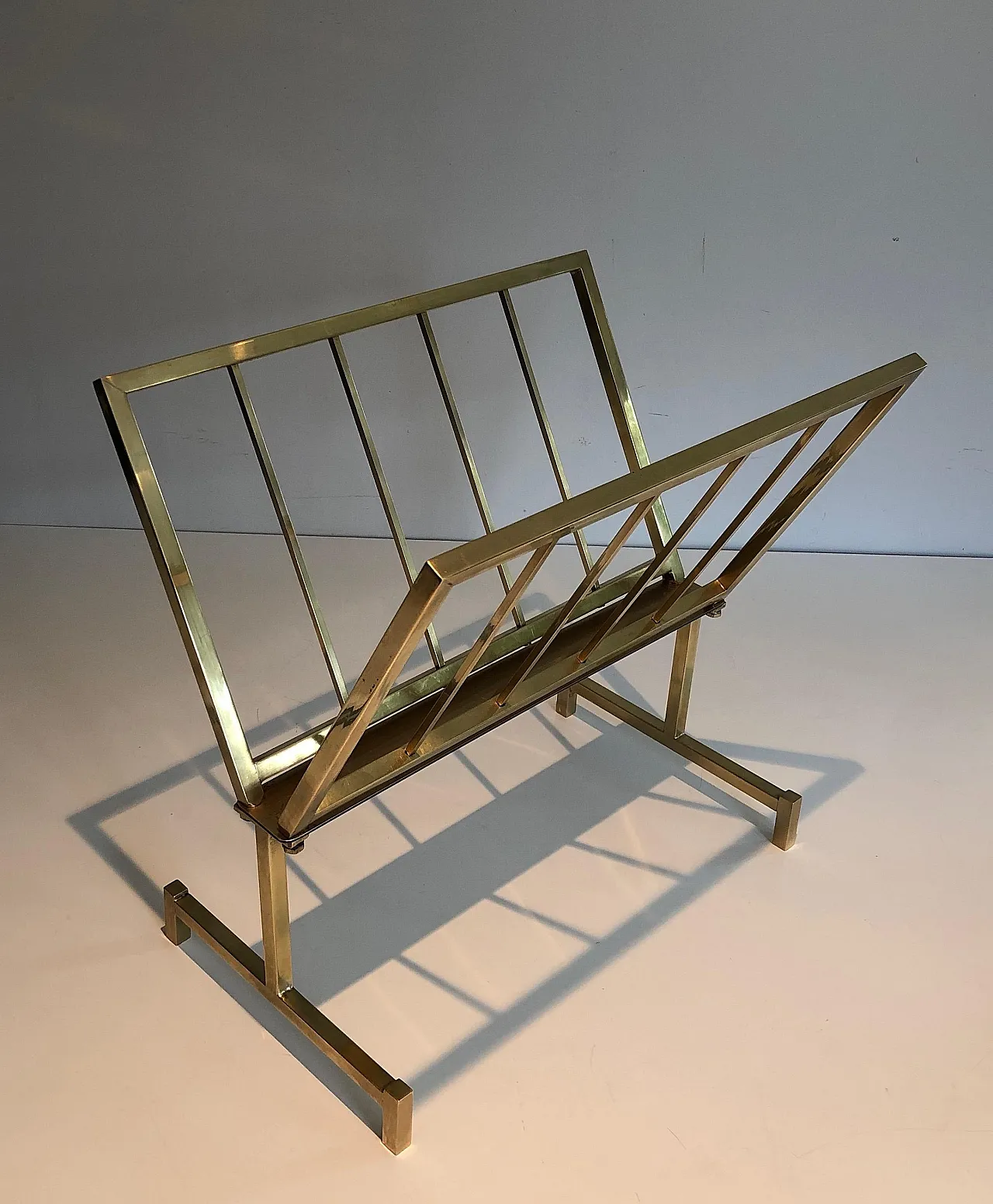 Designer brass magazine rack, 1970s 4