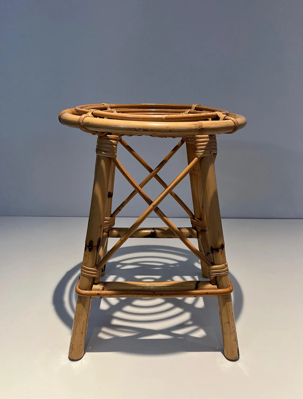 Rattan stool, 1970s 3