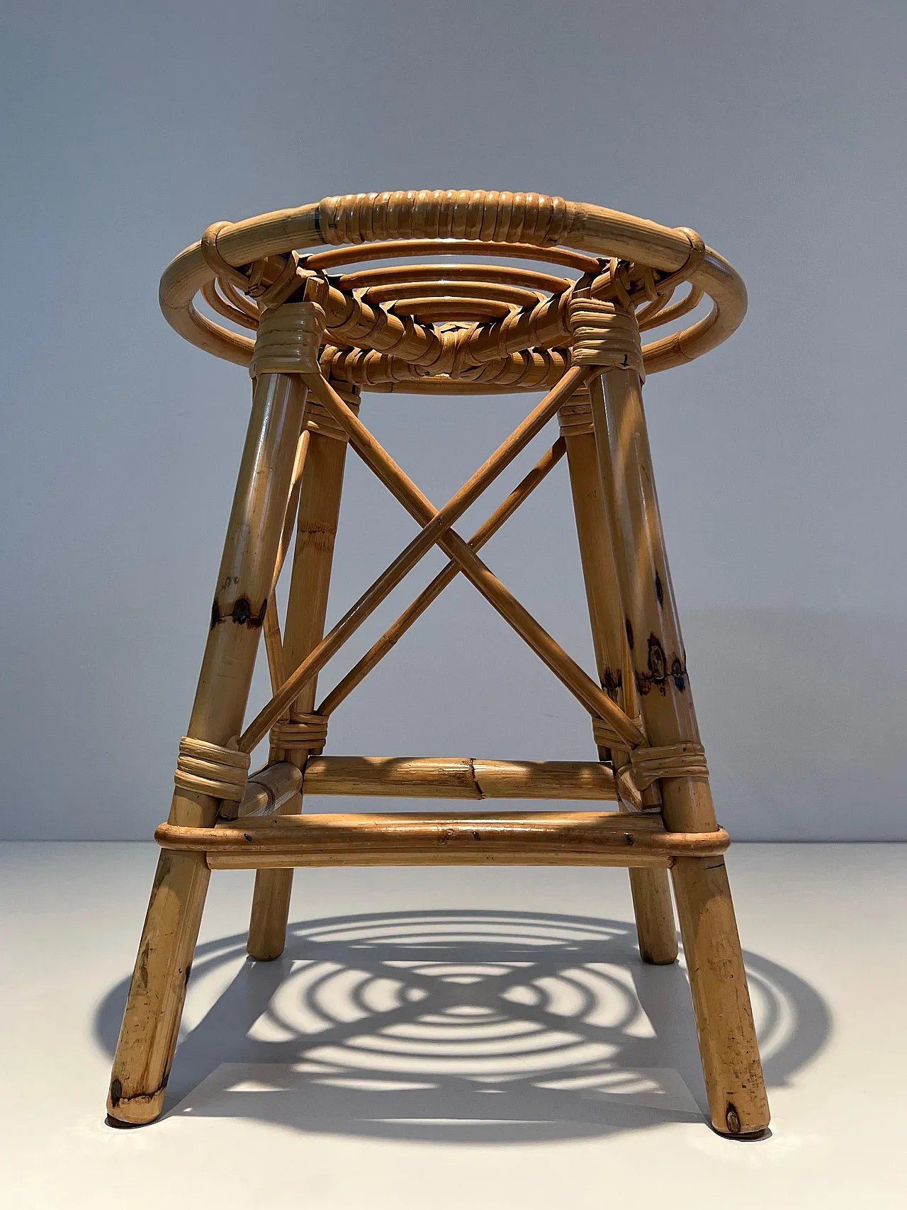 Rattan stool, 1970s 4