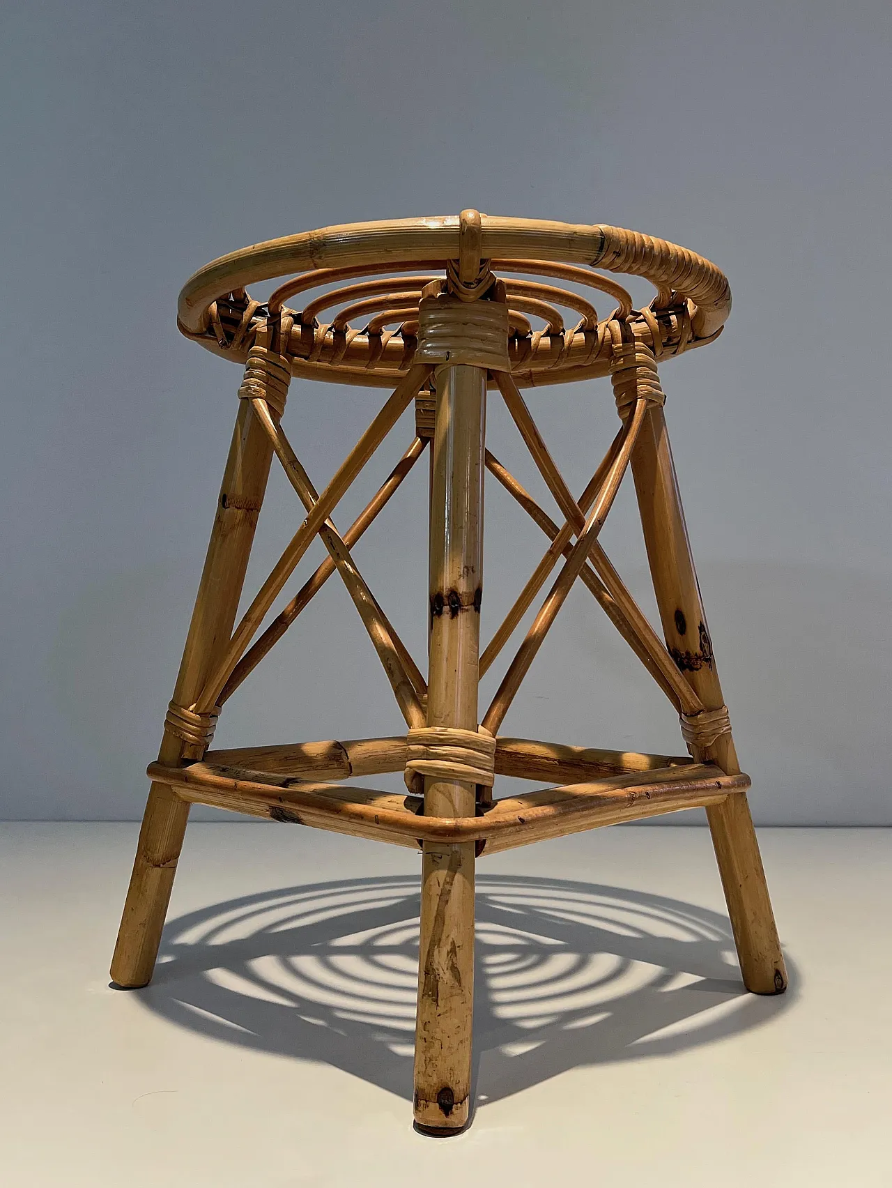 Rattan stool, 1970s 5