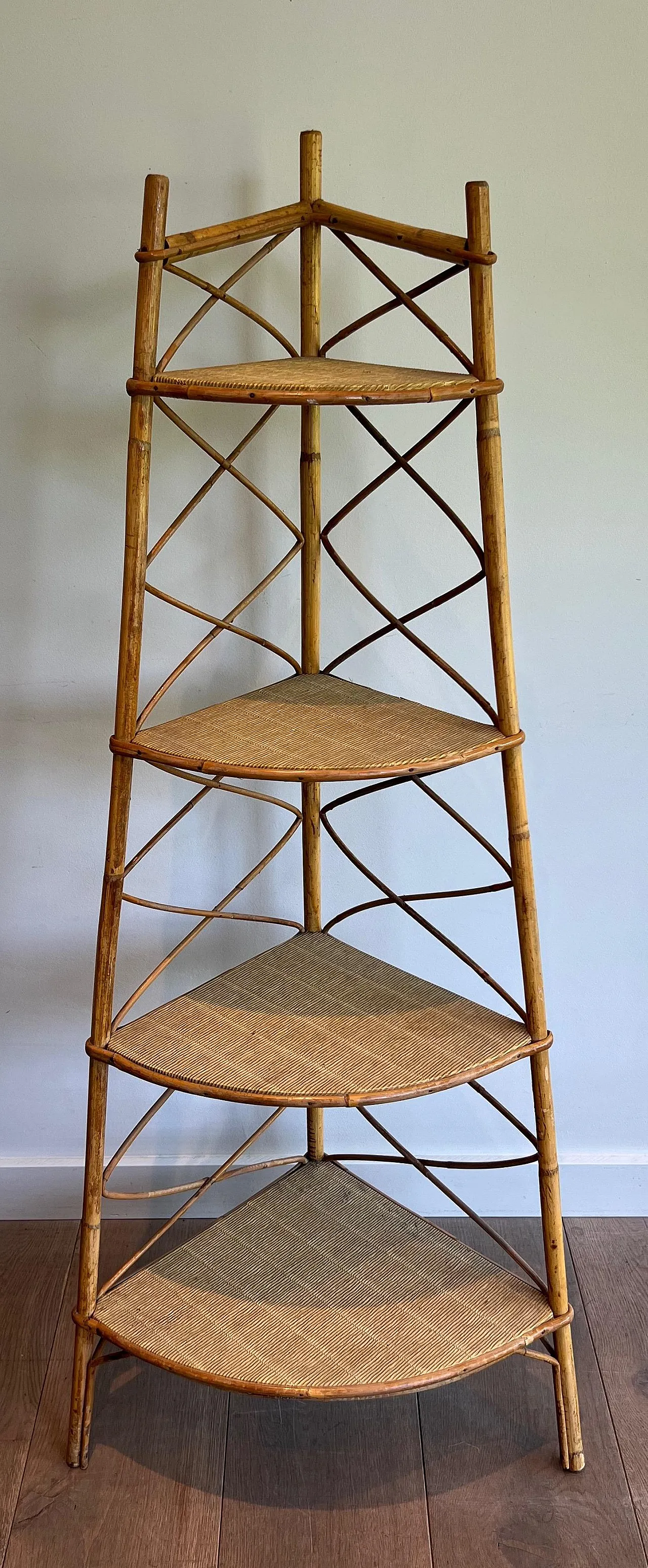 Rattan corner shelves by Adrien Audoux and Frida Minet, 1950s 17