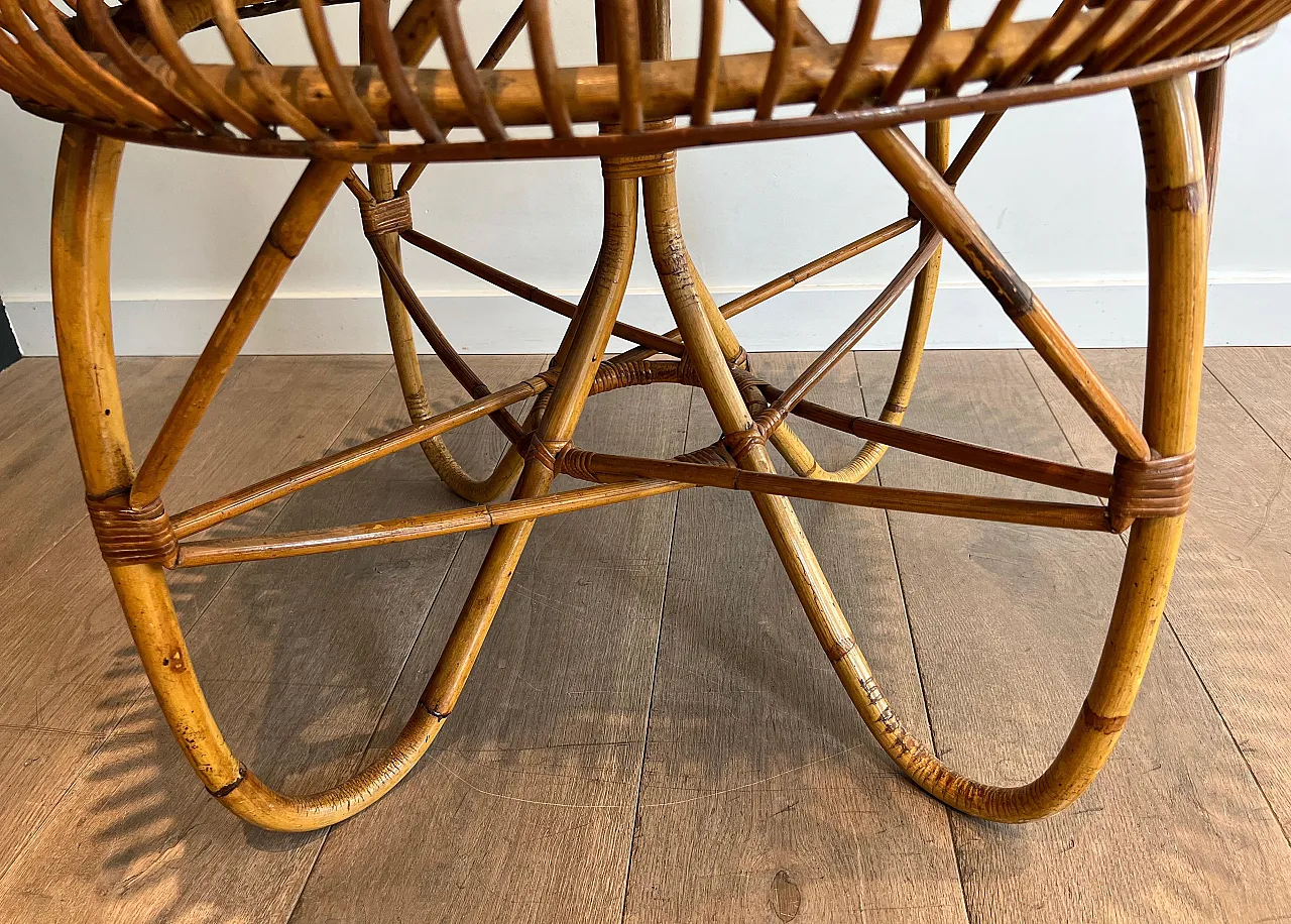 Round rattan and wood coffee table, 1950s 16