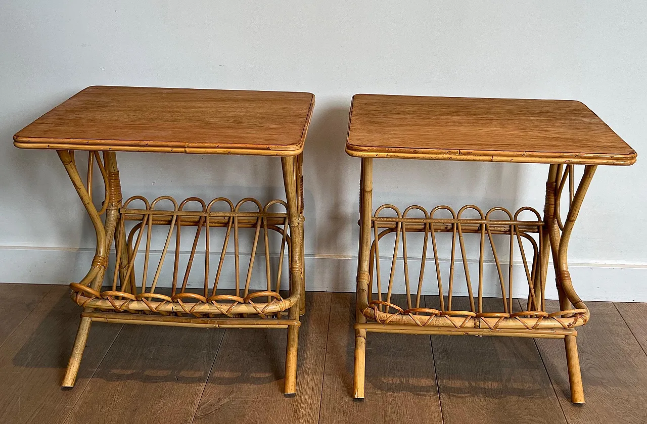 Pair of rattan coffee tables, 1950s 2