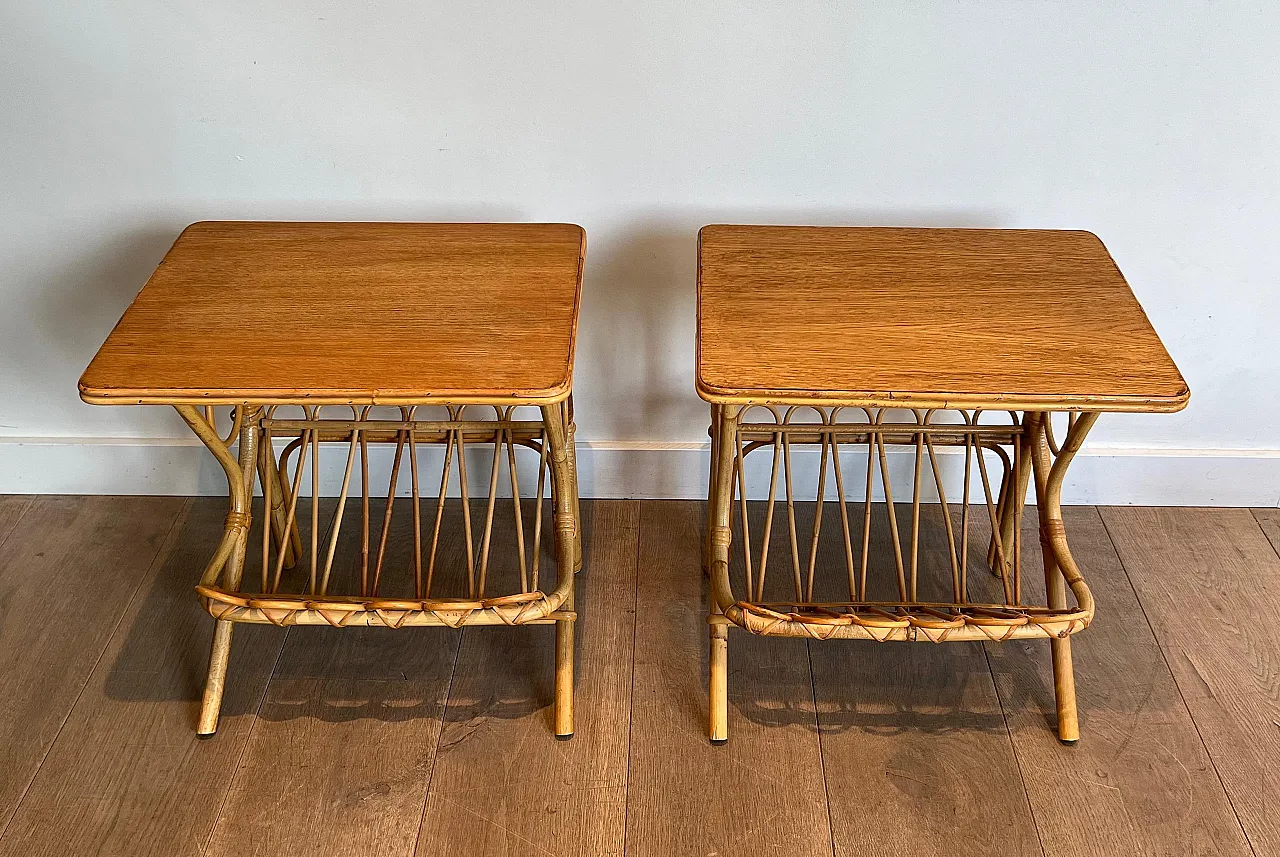 Pair of rattan coffee tables, 1950s 3