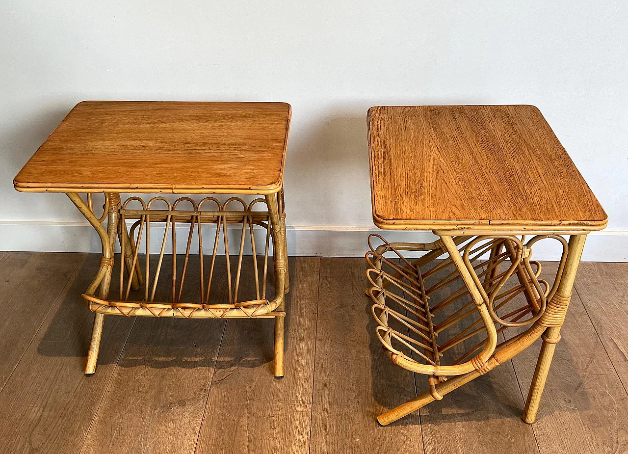 Pair of rattan coffee tables, 1950s 4