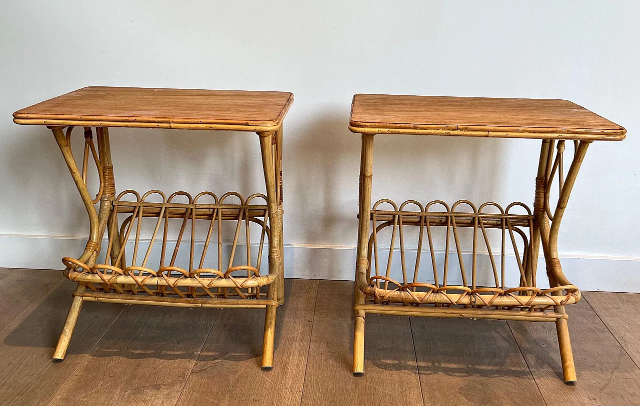 Pair of rattan coffee tables, 1950s 12