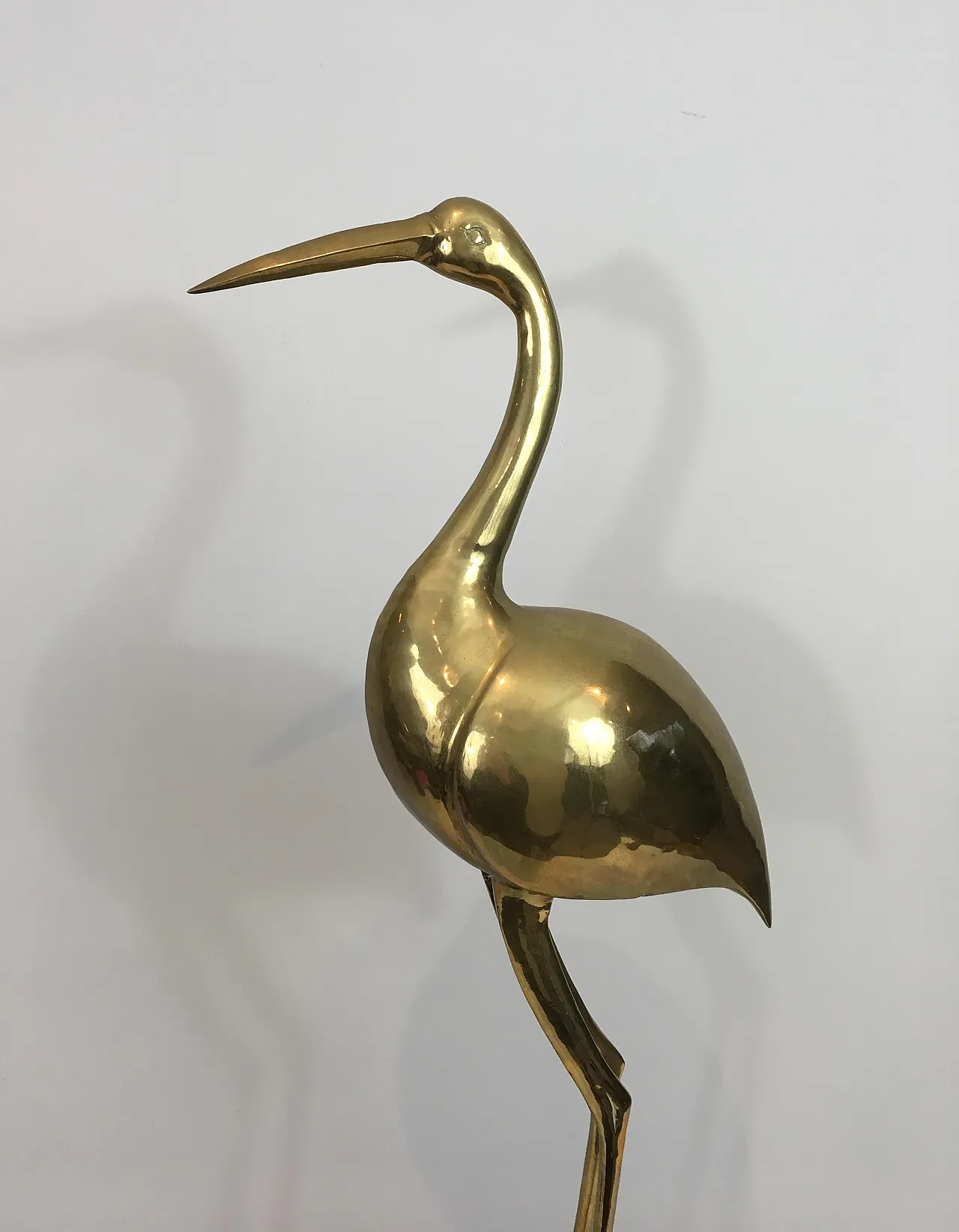 Coppia di Ibis decorativi in ottone su supporti in legno, anni '70 8