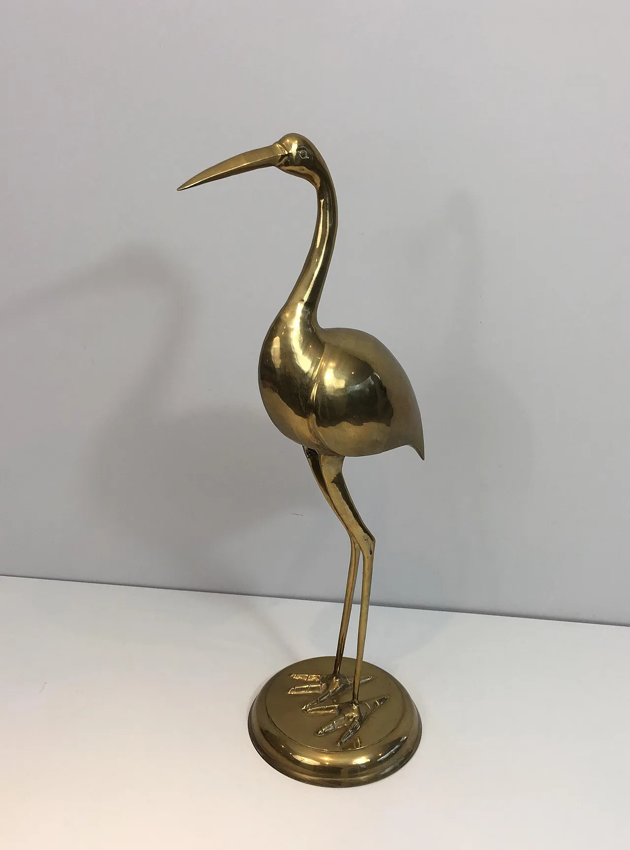 Coppia di Ibis decorativi in ottone su supporti in legno, anni '70 14