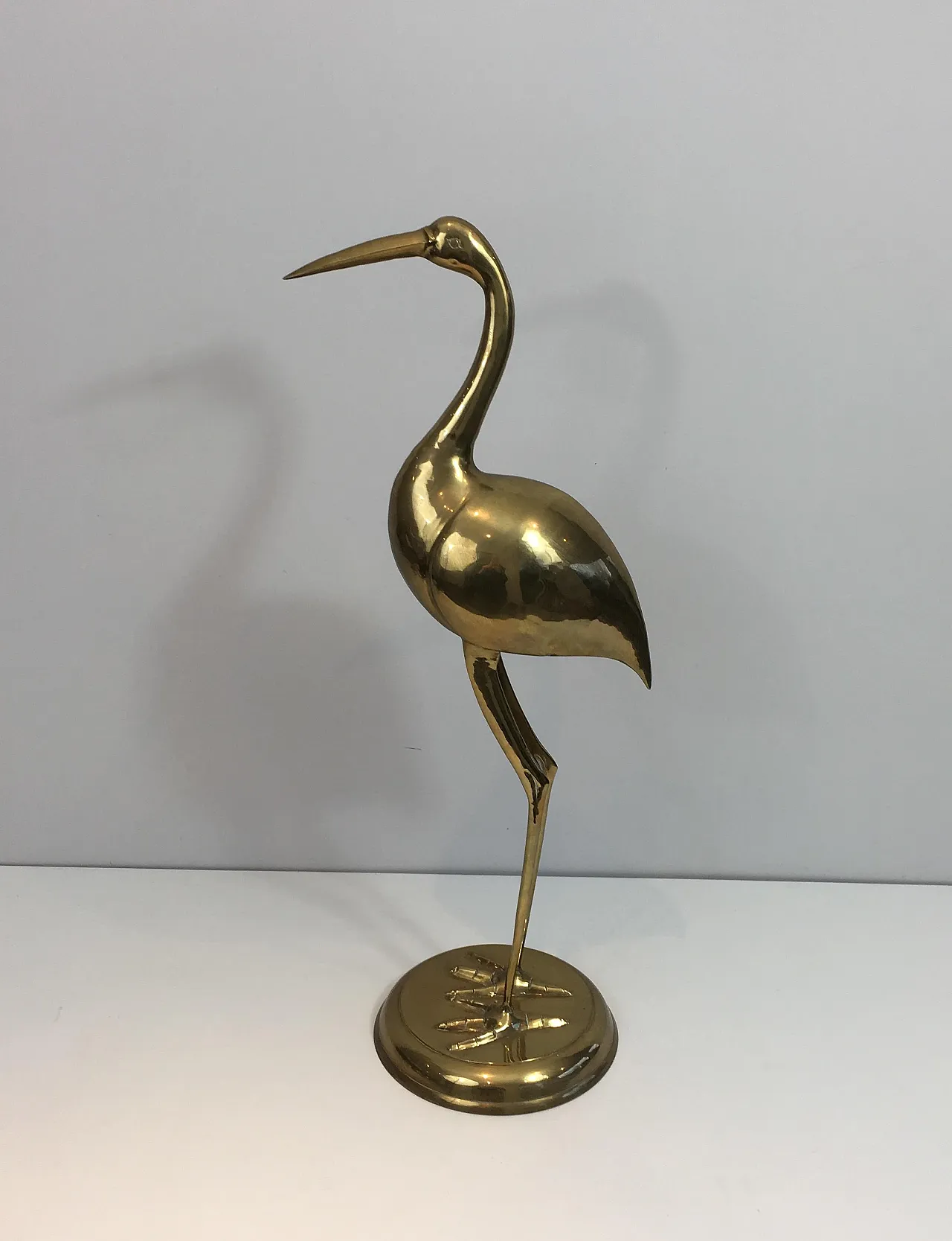 Coppia di Ibis decorativi in ottone su supporti in legno, anni '70 15