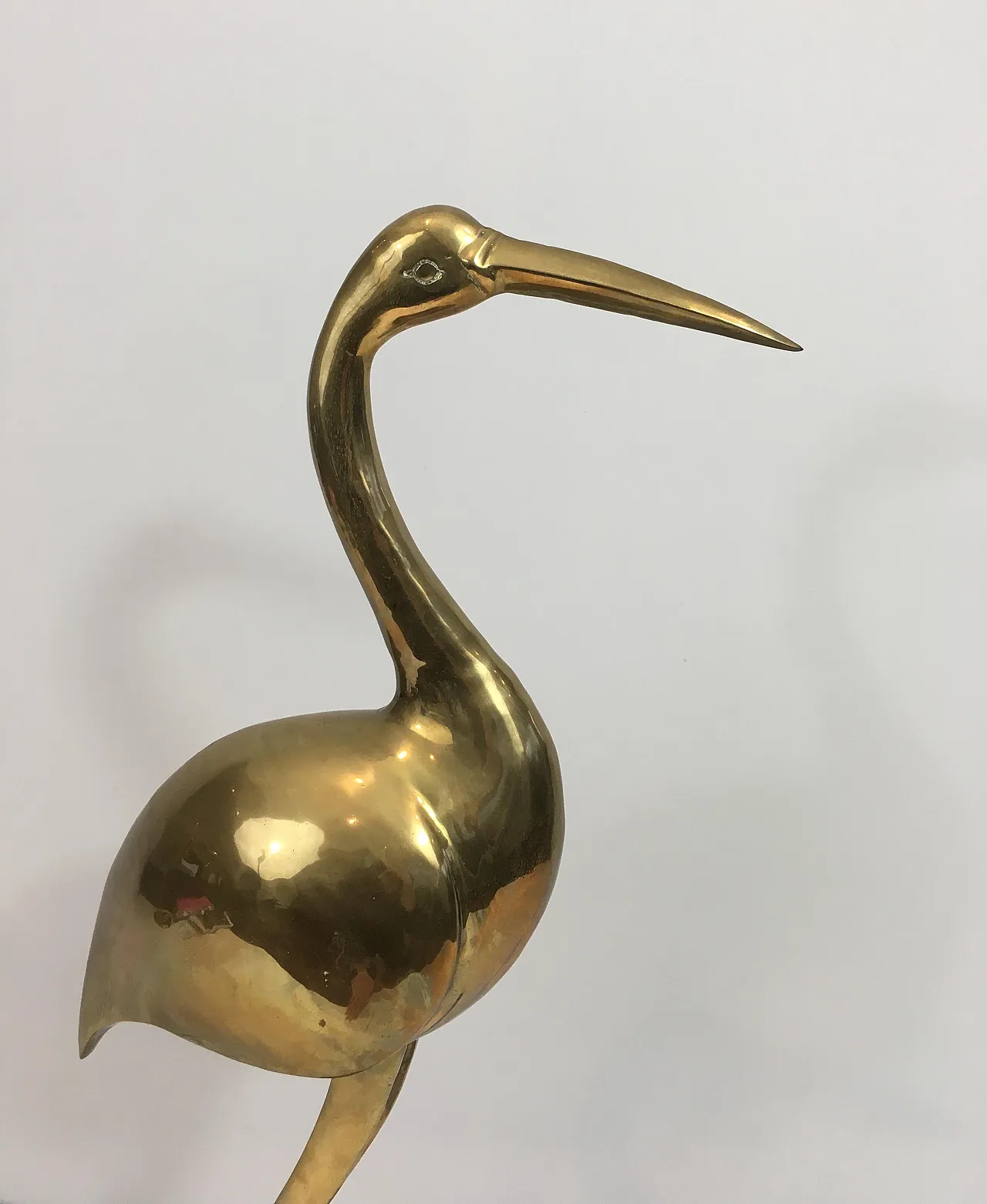 Coppia di Ibis decorativi in ottone su supporti in legno, anni '70 16