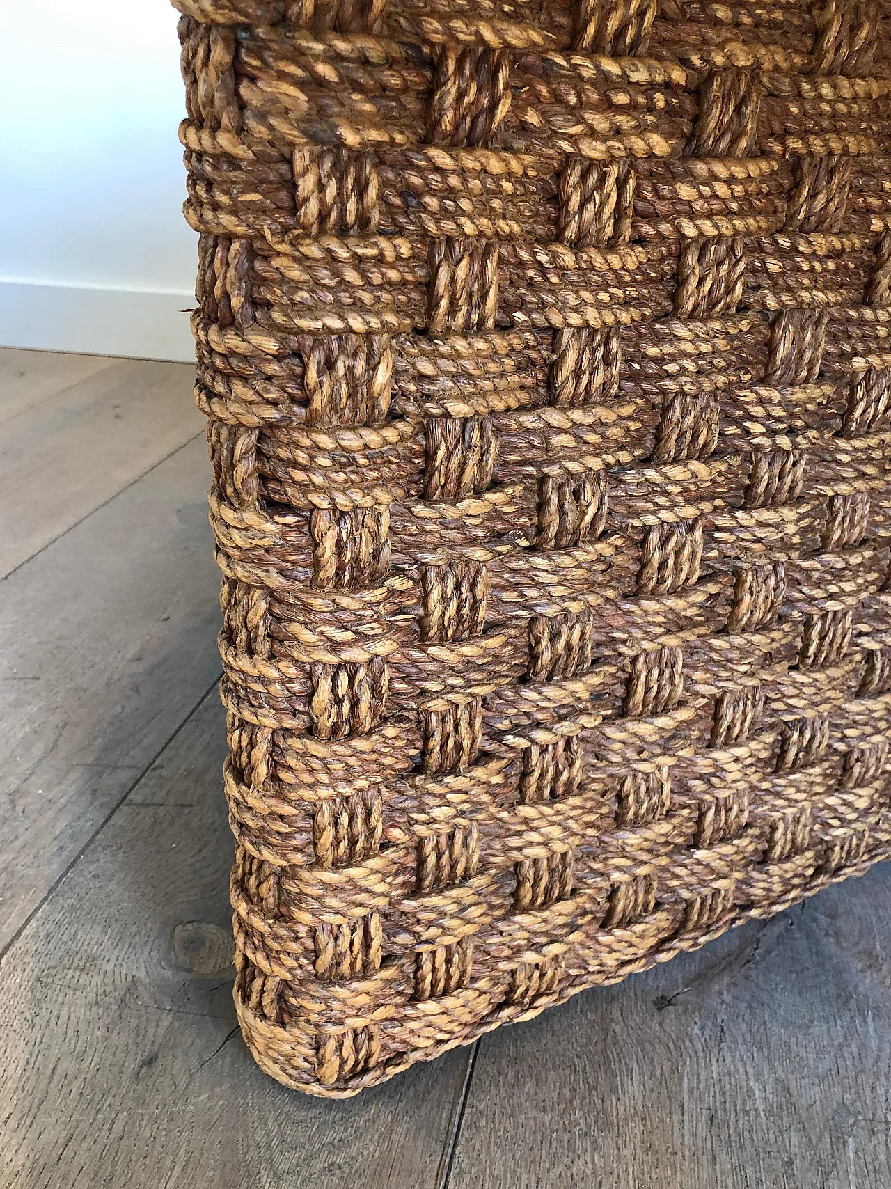 Rope and wood coffee table in the style of Audoux Minet, 1970s 7